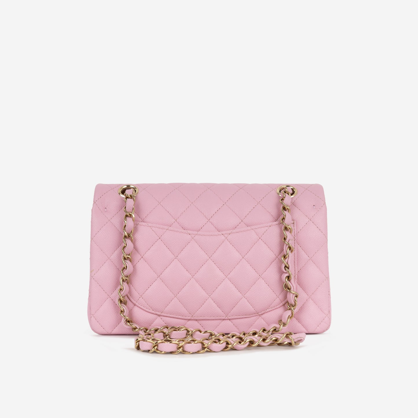 Chanel Small Double Classic Flap - Rose Fonce Caviar | Champagne-Gold Hardware