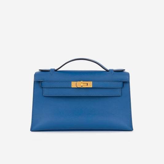 Hermès Kelly Pochette - Bleu De France Swift | Gold Hardware