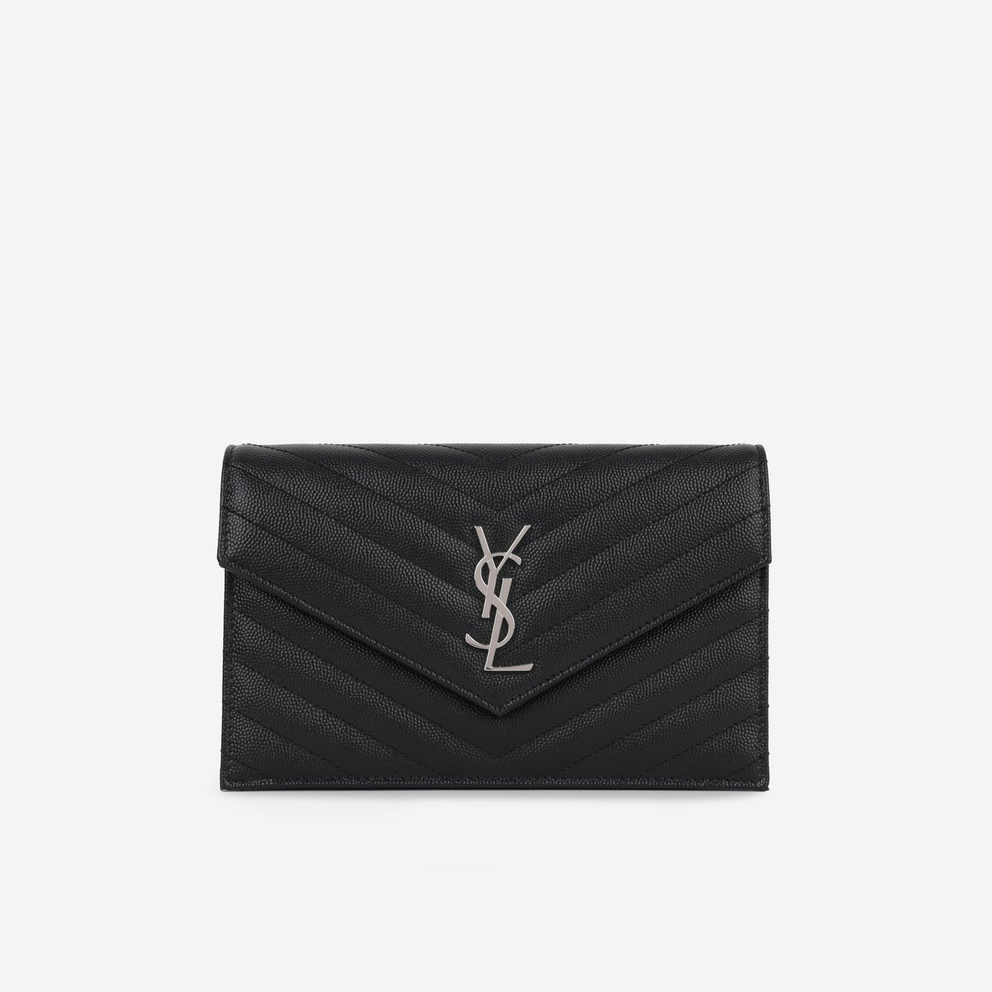 Saint Laurent Mini Cassandre WOC – Black Grained Calfskin | Silver Hardware