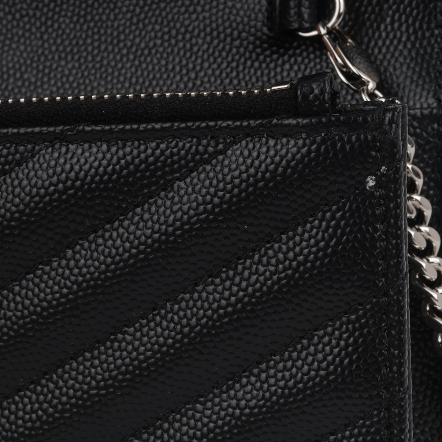 Saint Laurent Mini Cassandre WOC – Black Grained Calfskin | Silver Hardware