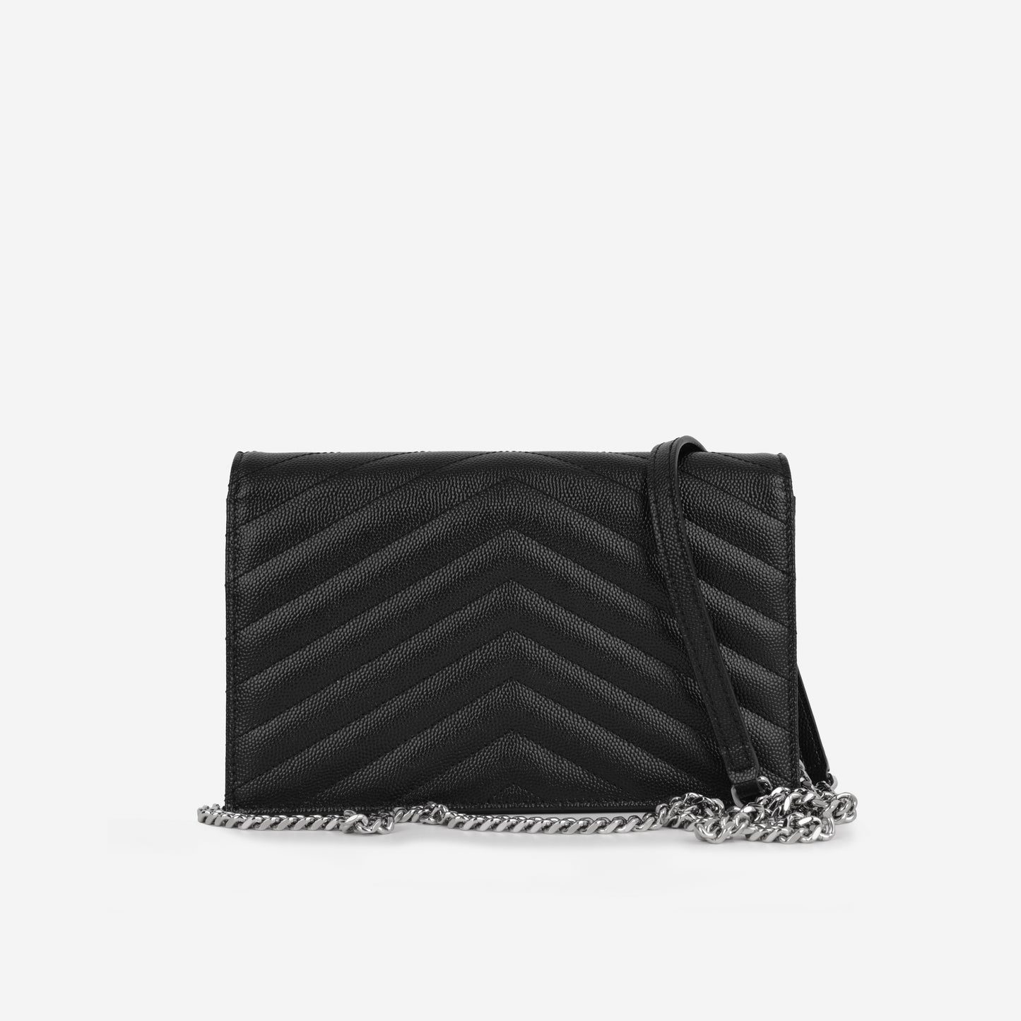Saint Laurent Mini Cassandre WOC – Black Grained Calfskin | Silver Hardware