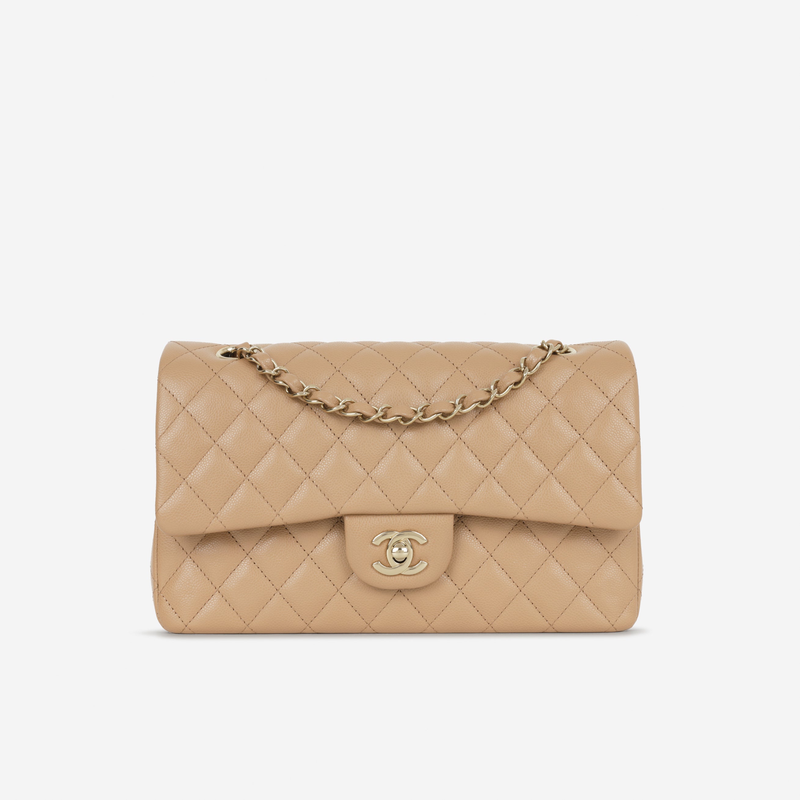 CHANEL 25S CARD HOLDER 11 IN GOLDEN CARAMEL CAVIAR GOLD HARDWARE