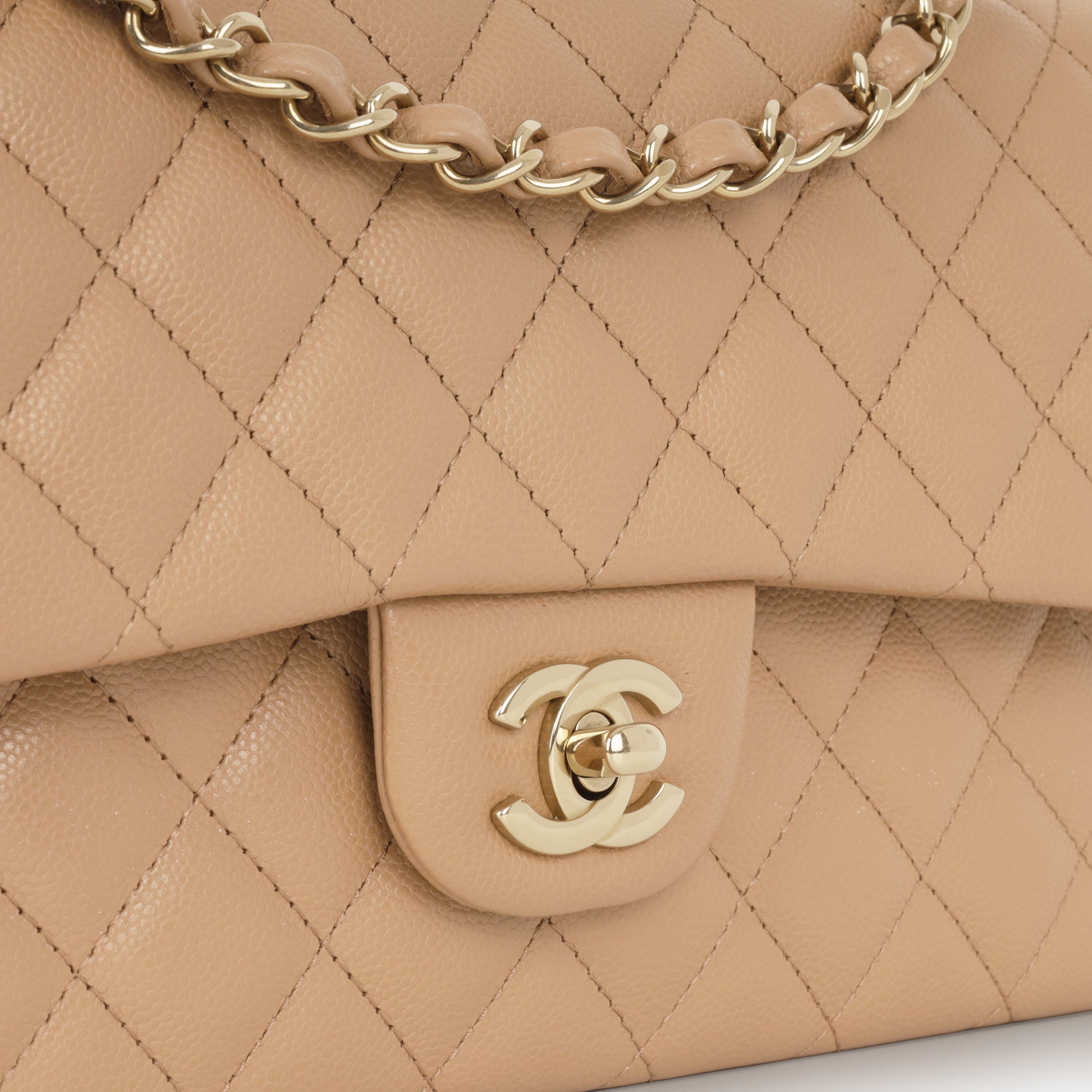 Chanel Medium Classic Flap Caramel Caviar | Champagne Gold Hardware - Bagista