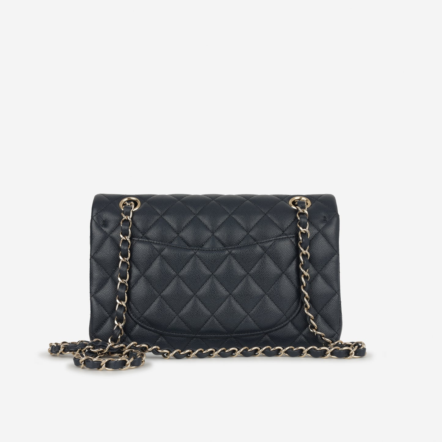 Chanel Small Classic Flap - Midnight Blue Caviar | Champagne Gold Hardware