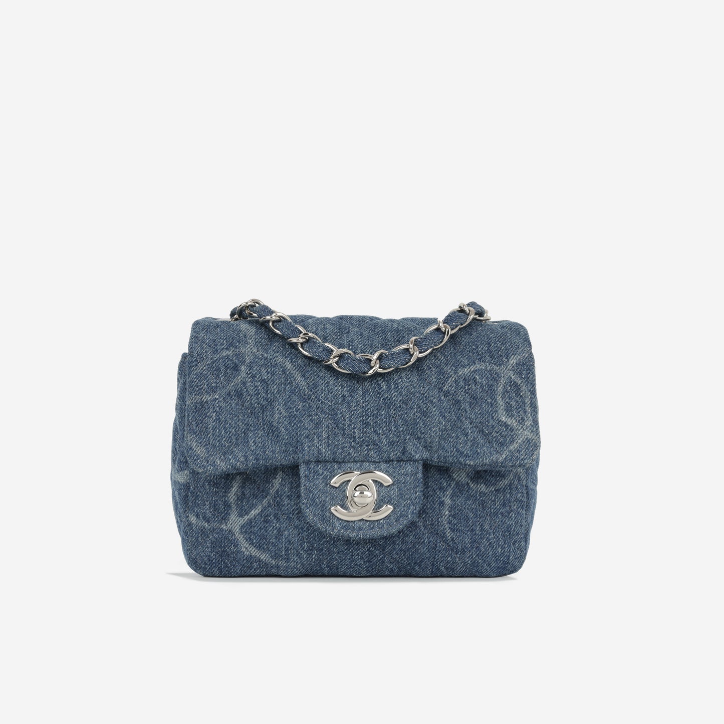 Chanel Mini CC Logo Square Flap - Blue Denim | Silver Hardware