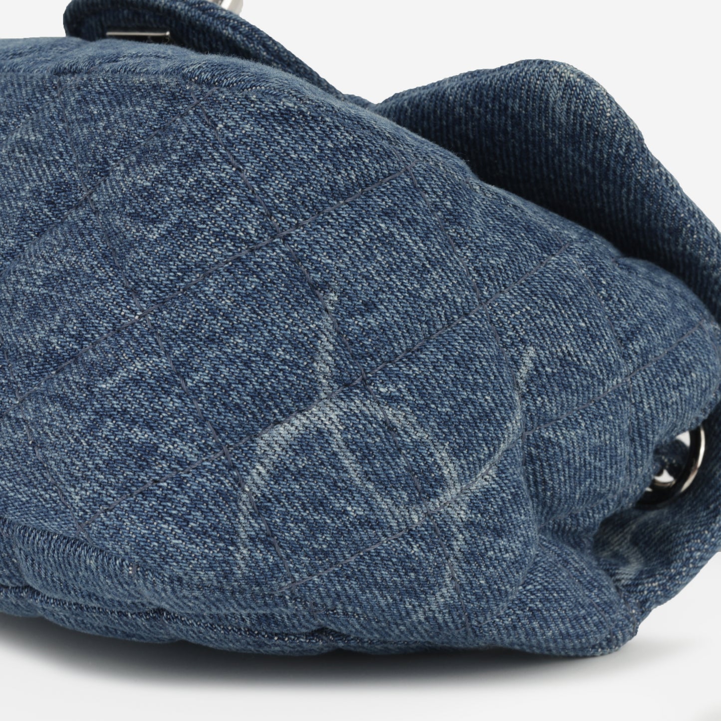 Chanel Mini CC Logo Square Flap - Blue Denim | Silver Hardware