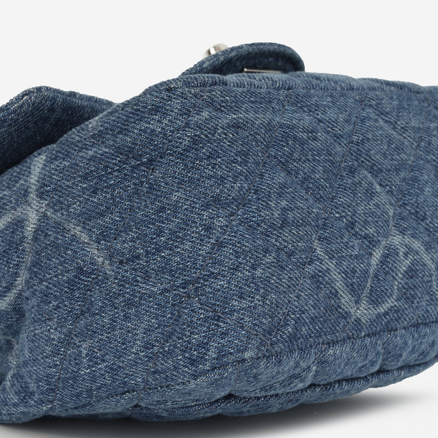 Chanel Mini CC Logo Square Flap - Blue Denim | Silver Hardware