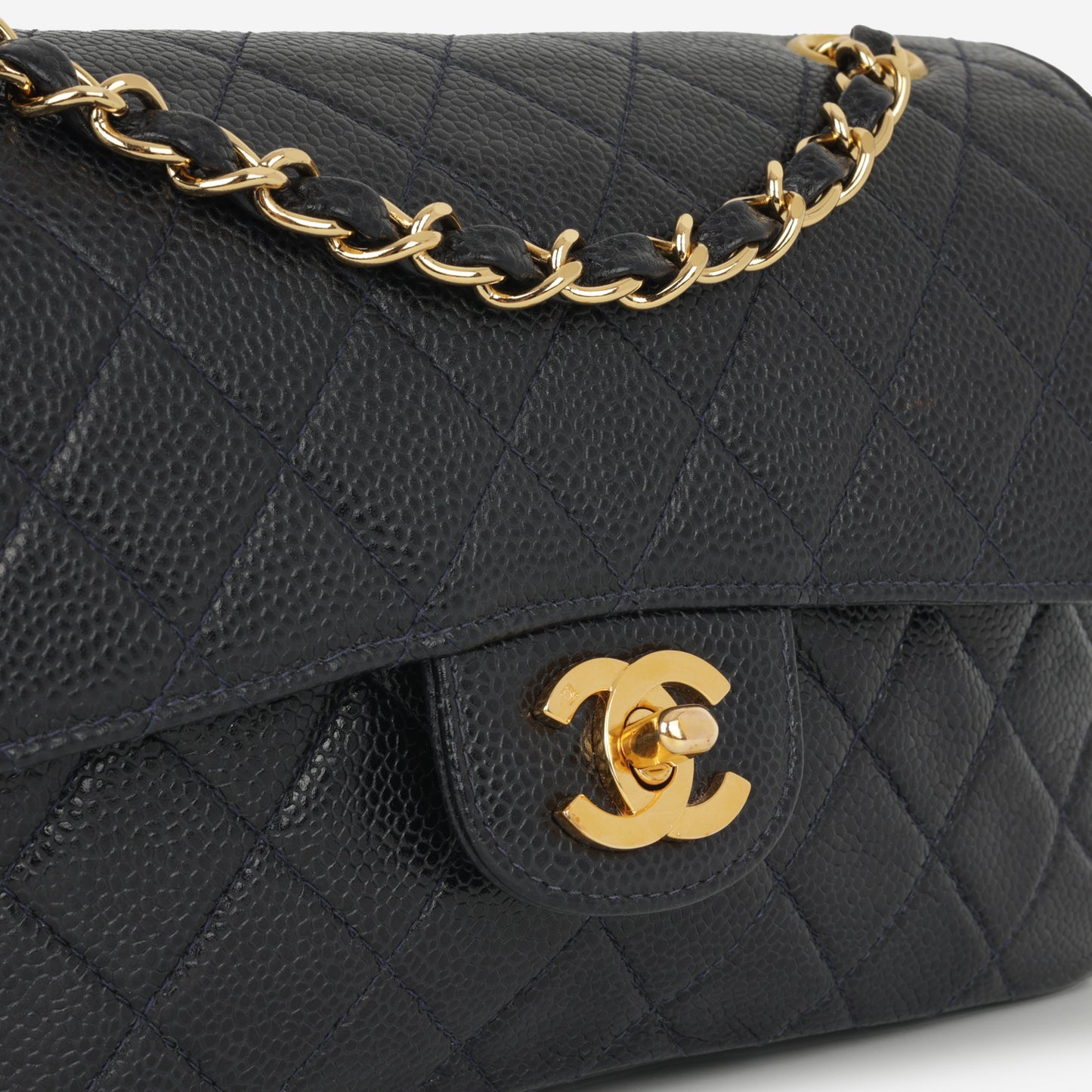 Chanel Vintage Small Classic Flap - Midnight Blue Caviar | Gold Hardware