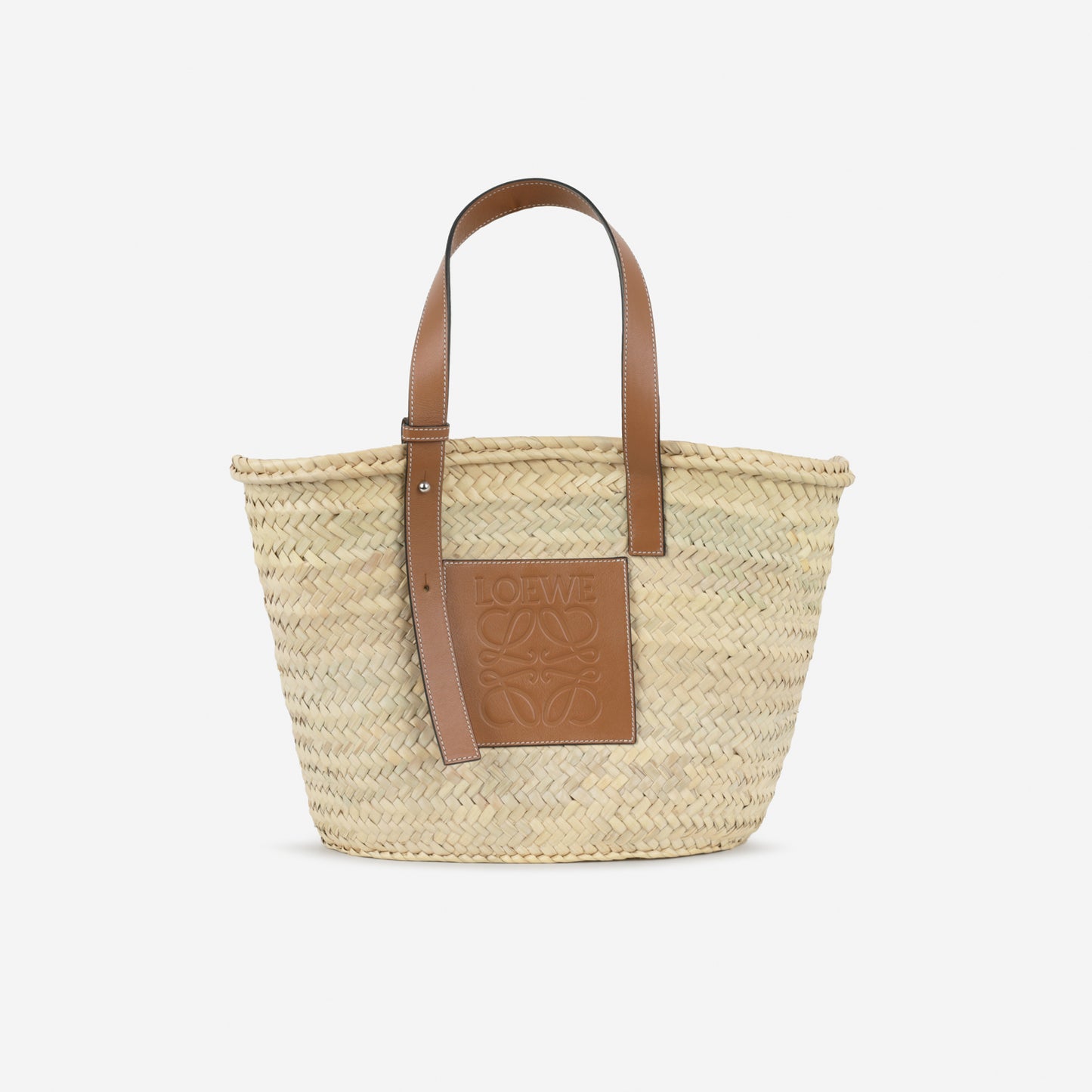 Loewe Large Classic Basic - Tan Calfskin / Palm Leaves | Silver Hardware