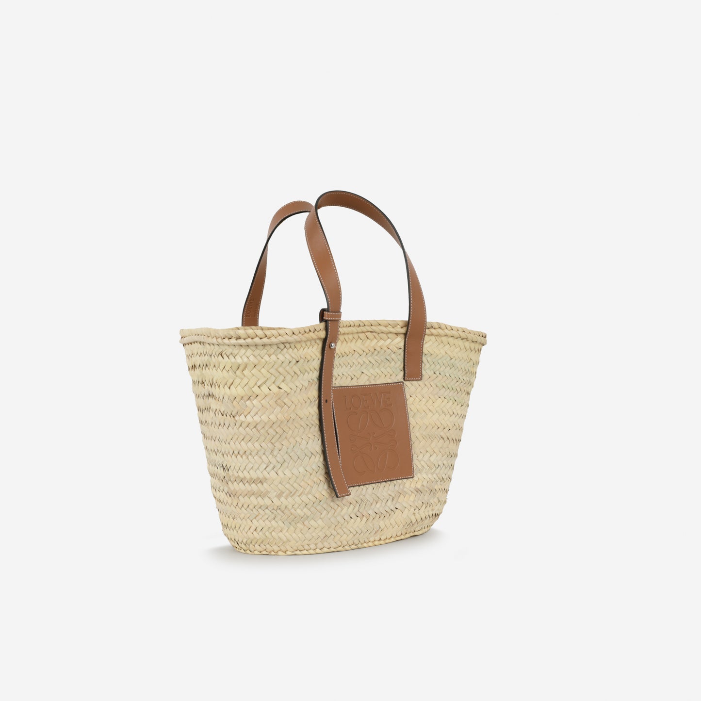 Loewe Large Classic Basic - Tan Calfskin / Palm Leaves | Silver Hardware