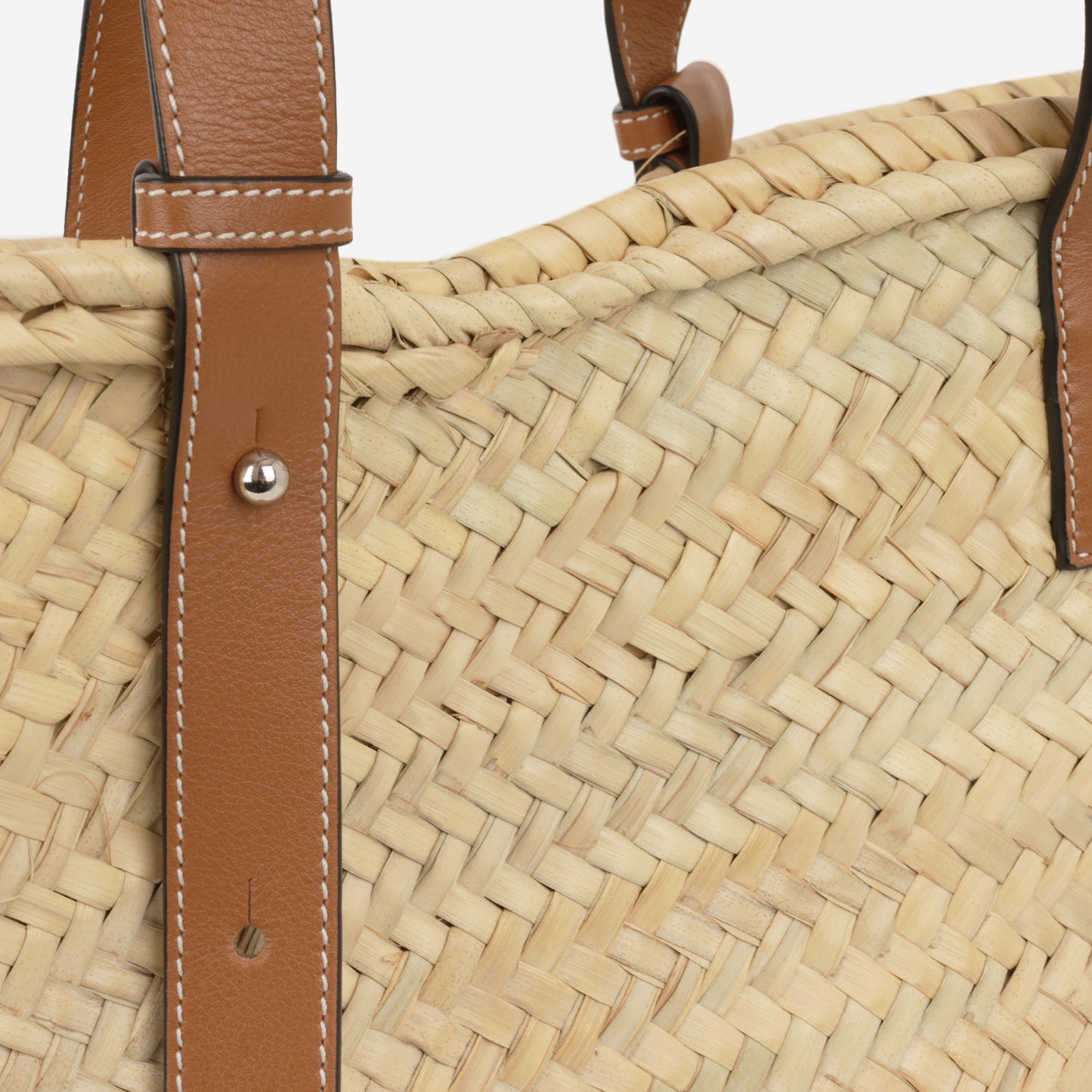 Loewe Large Classic Basic - Tan Calfskin / Palm Leaves | Silver Hardware