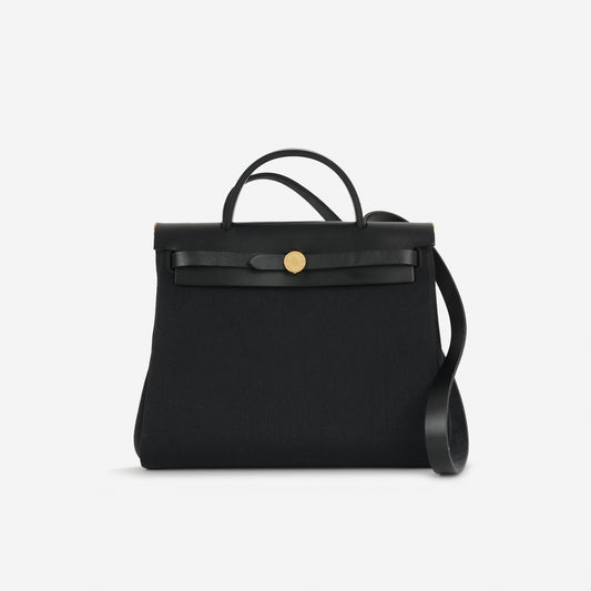 Hermès Herbag 31 - Noir Canvas / Hunter | Gold Hardware