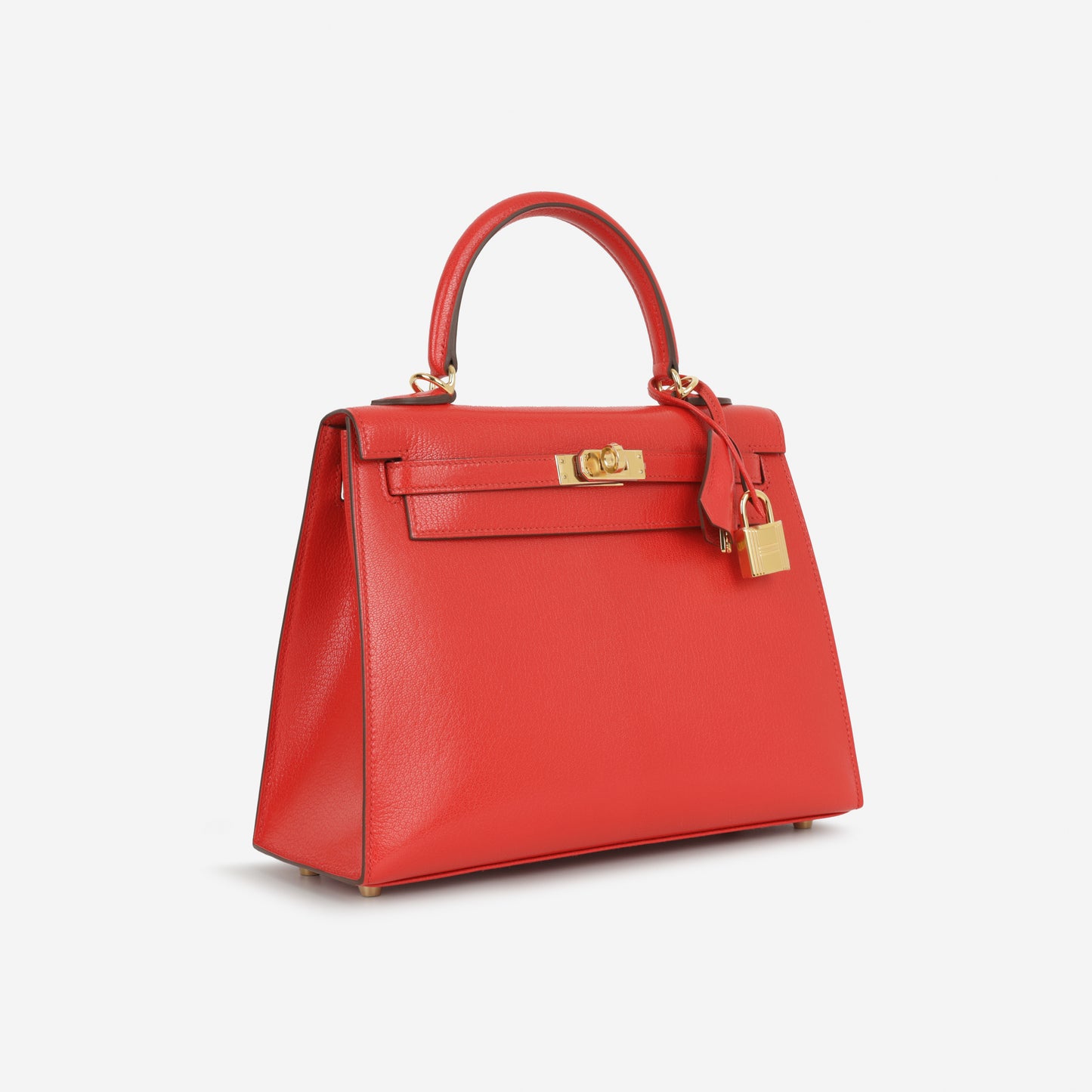 Hermès Kelly 25 - Rouge De Coeur Chevre Chamkila | Gold Hardware