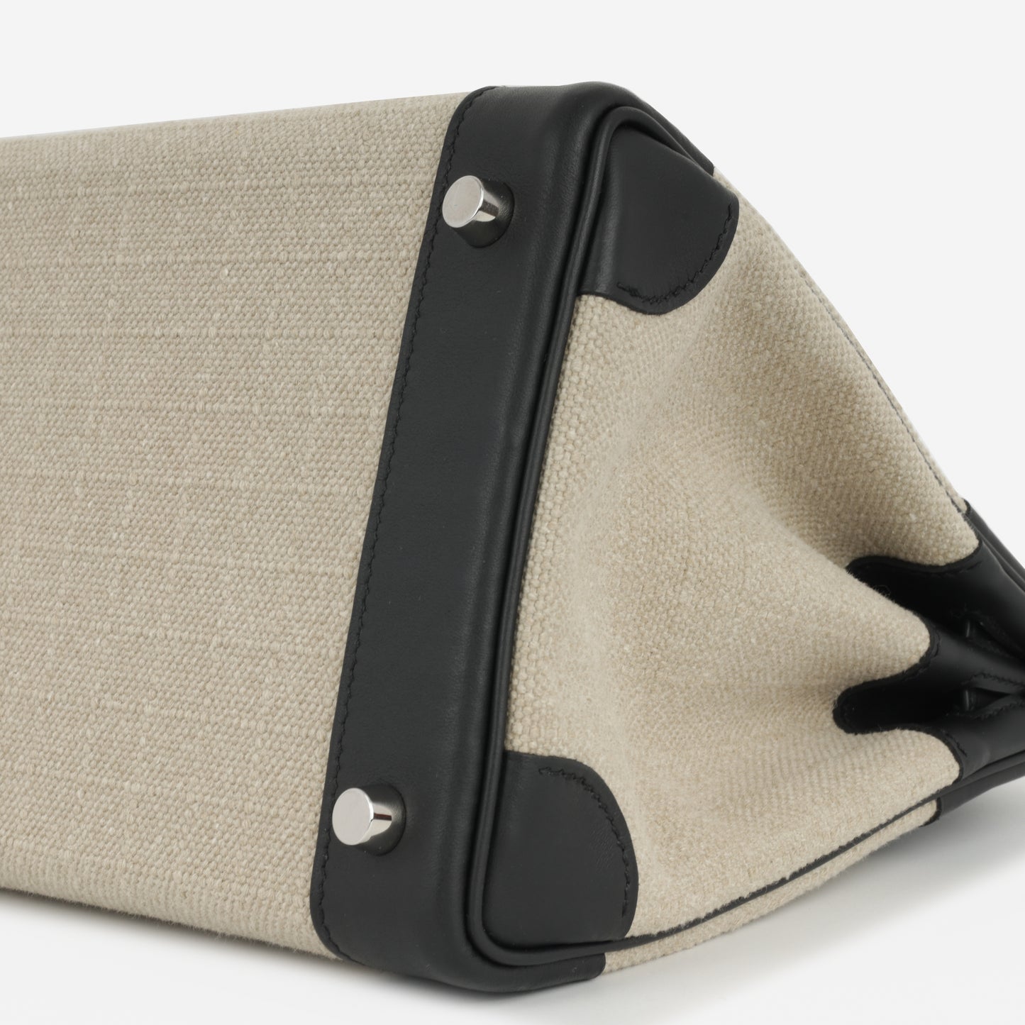 Hermès Birkin 30 Toile - Ficelle / Noir Swift | Palladium Hardware