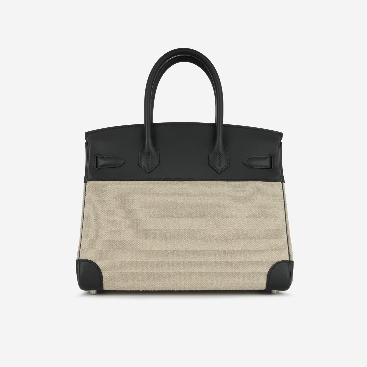 Hermès Birkin 30 Toile - Ficelle / Noir Swift | Palladium Hardware