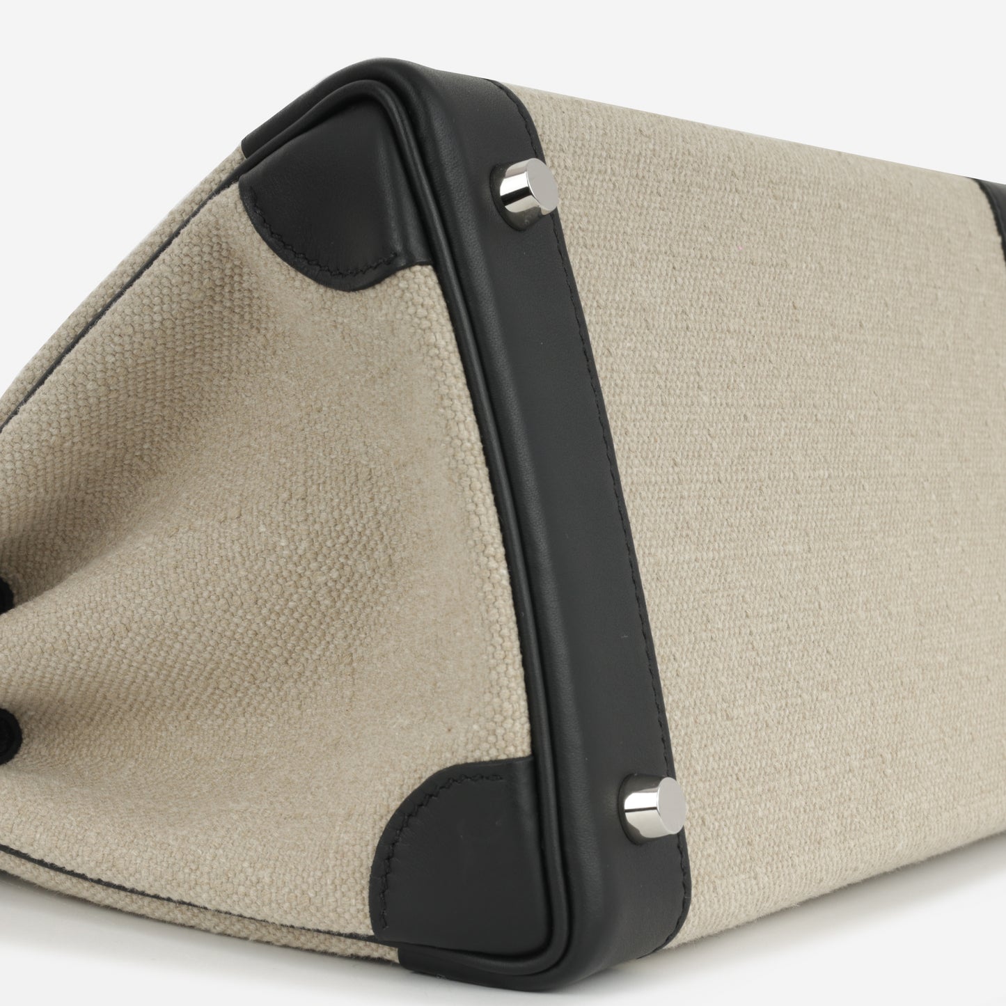 Hermès Birkin 30 Toile - Ficelle / Noir Swift | Palladium Hardware