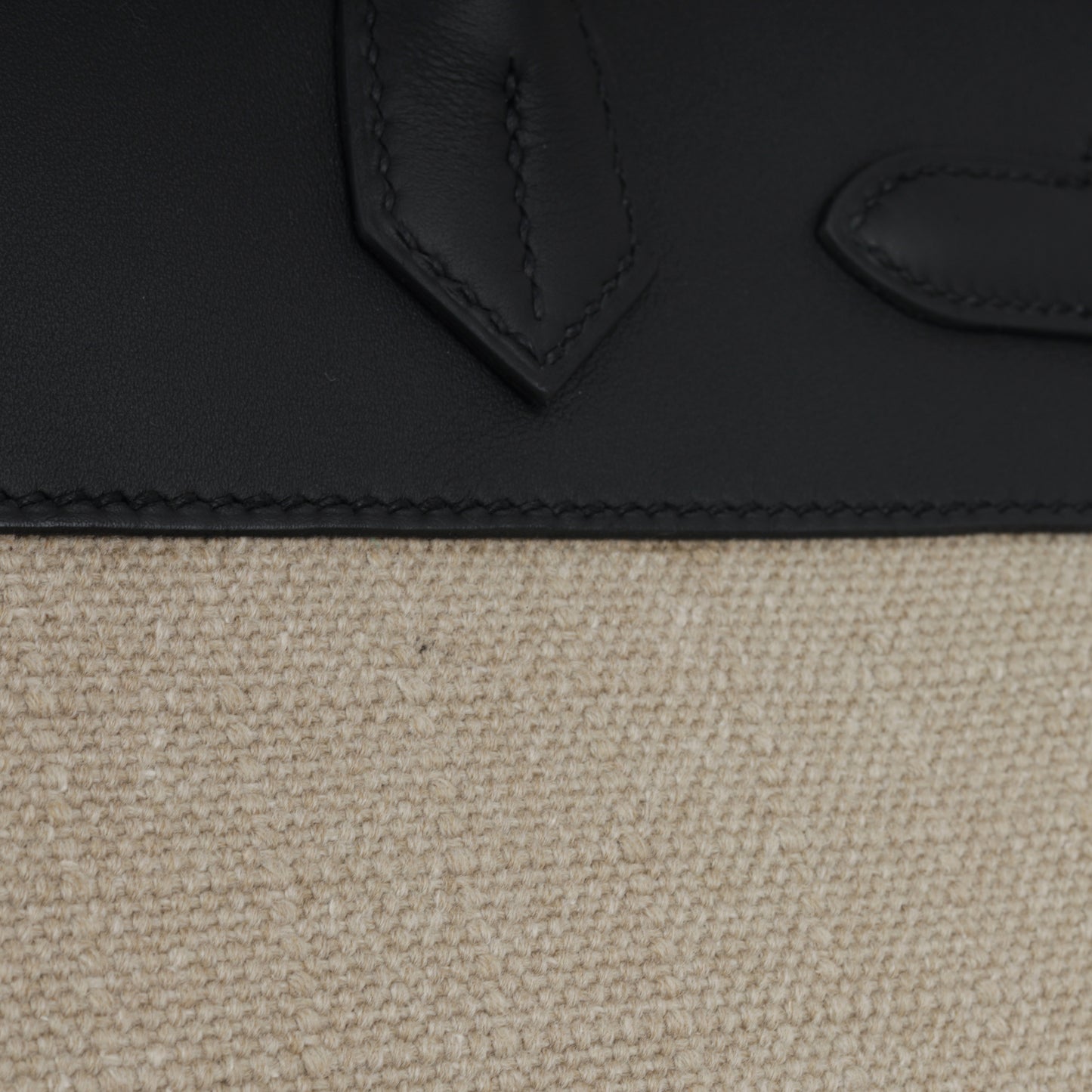 Hermès Birkin 30 Toile - Ficelle / Noir Swift | Palladium Hardware