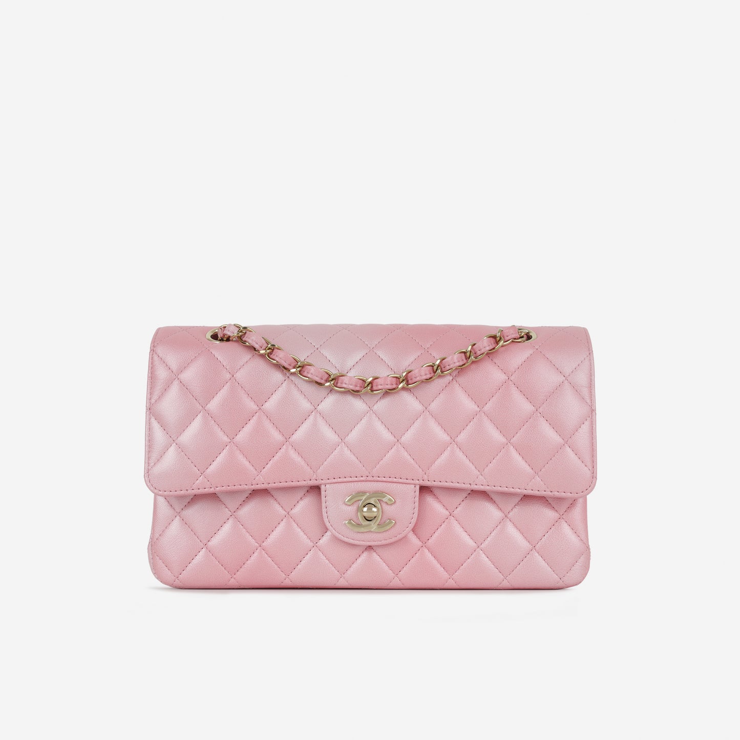 Chanel 23S Medium Classic Flap - Iridescent Pink Lambskin | Champagne Gold Hardware