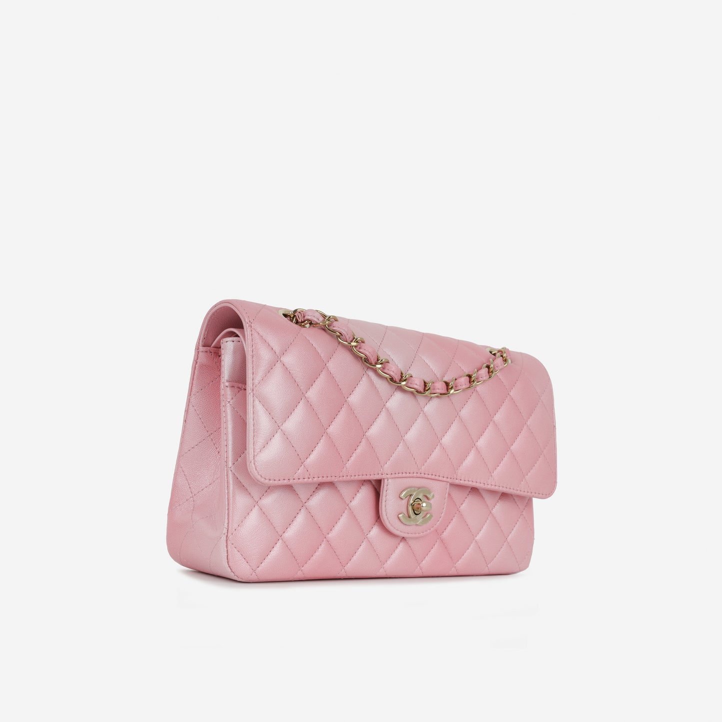 Chanel 23S Medium Classic Flap - Iridescent Pink Lambskin | Champagne Gold Hardware