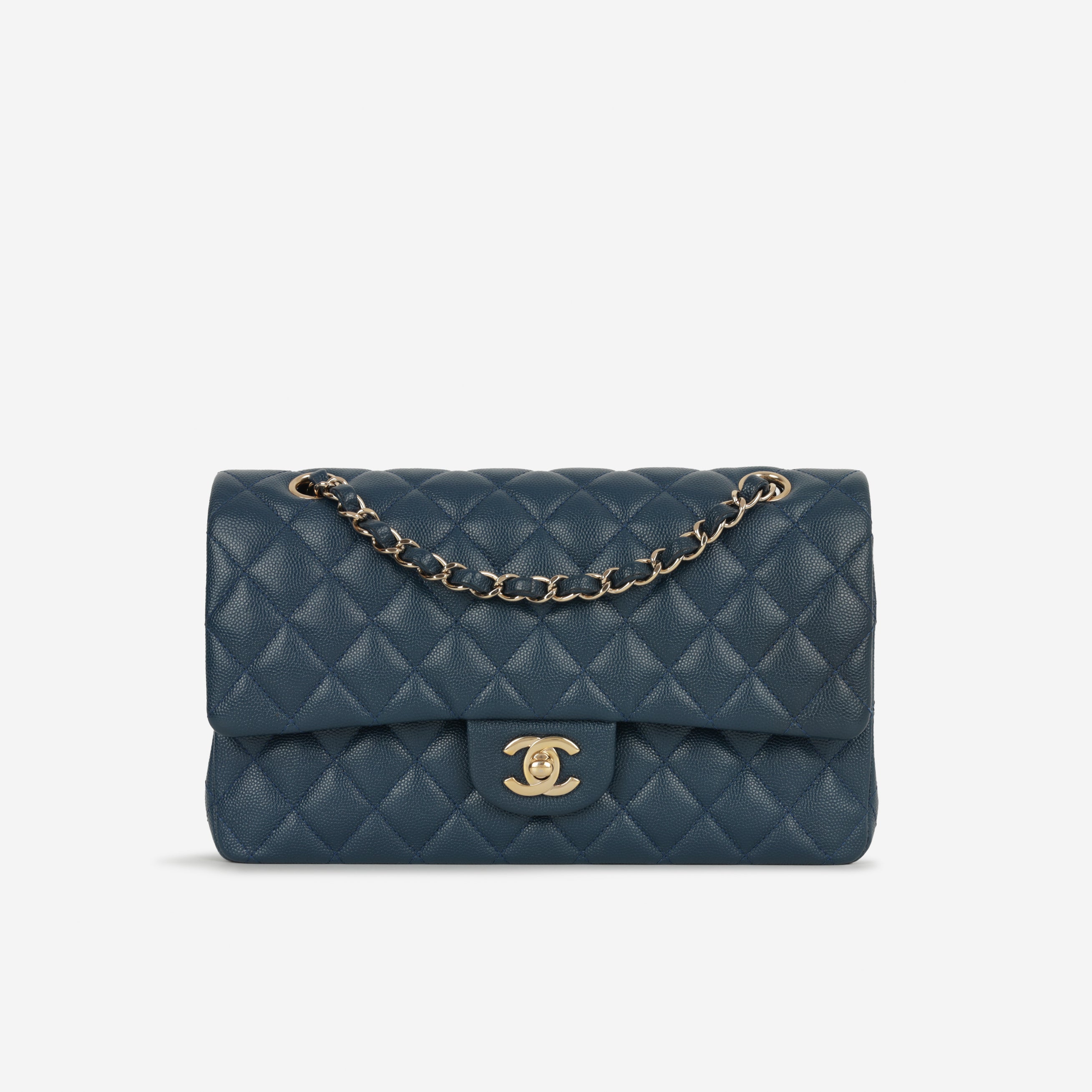 Chanel Medium Classic Flap - Navy Caviar Leather | Gold Hardware