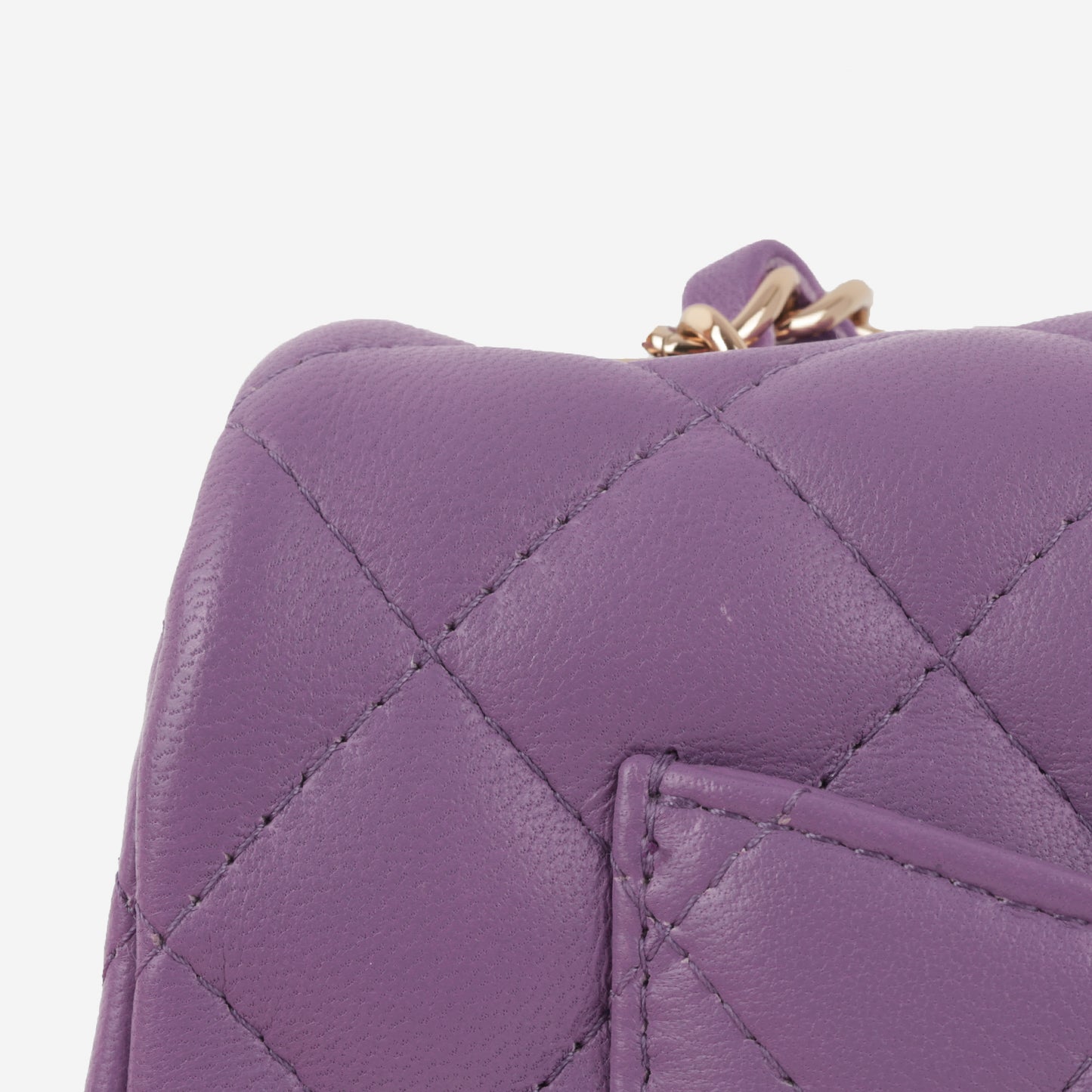 Chanel Mini Flap Rectangular - Purple Lambskin | Champagne Gold Hardware