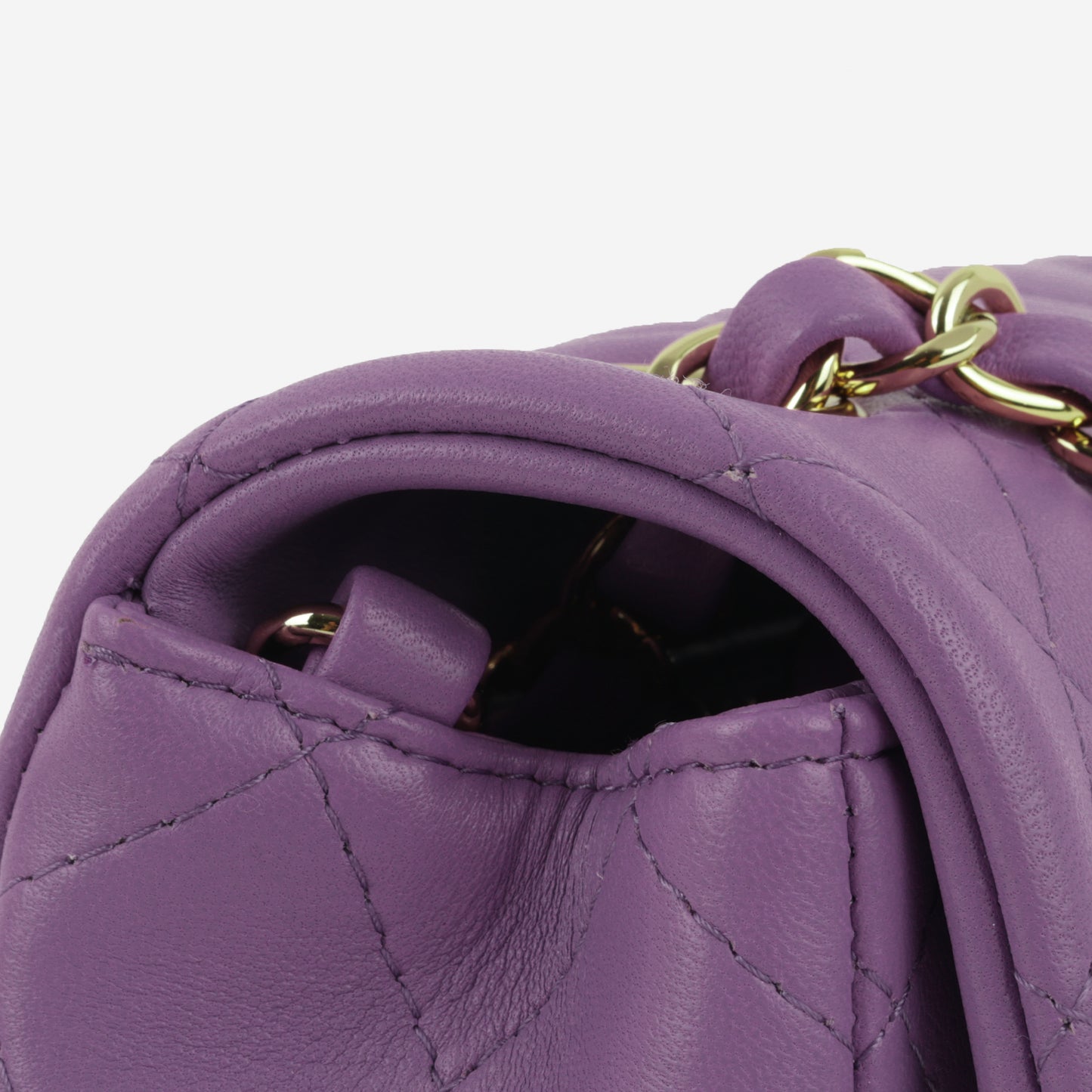 Chanel Mini Flap Rectangular - Purple Lambskin | Champagne Gold Hardware