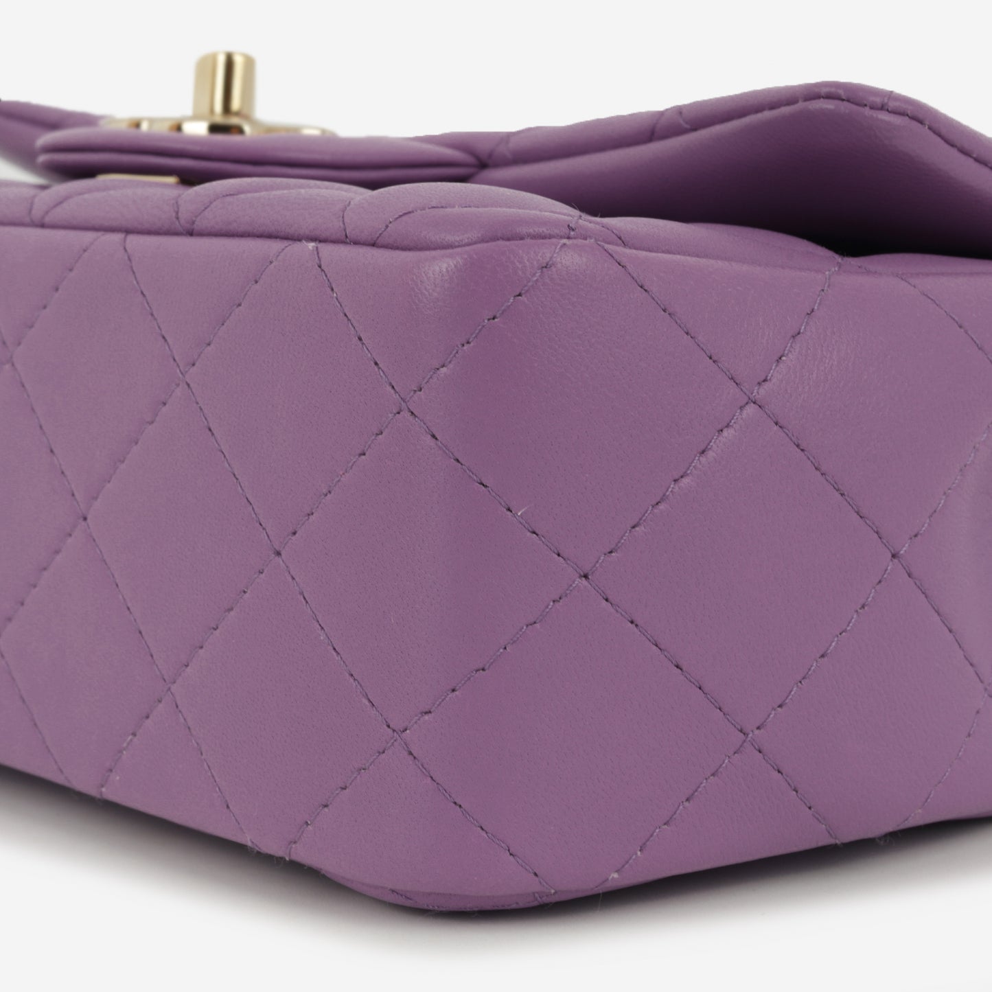 Chanel Mini Flap Rectangular - Purple Lambskin | Champagne Gold Hardware