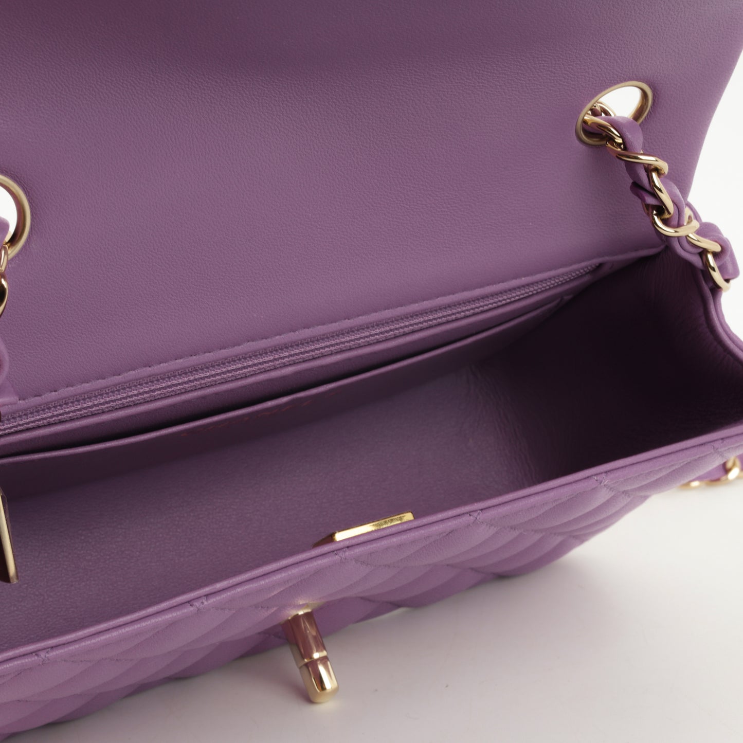 Chanel Mini Flap Rectangular - Purple Lambskin | Champagne Gold Hardware