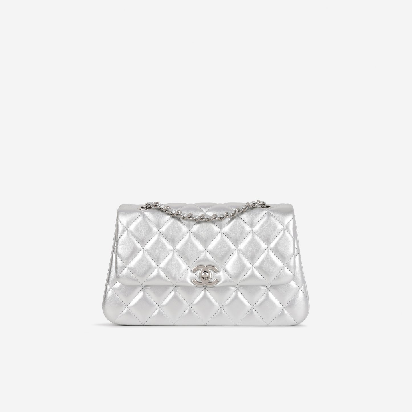 Chanel 25S Classic Flap Bag - Silver Lambskin | Silver Hardware
