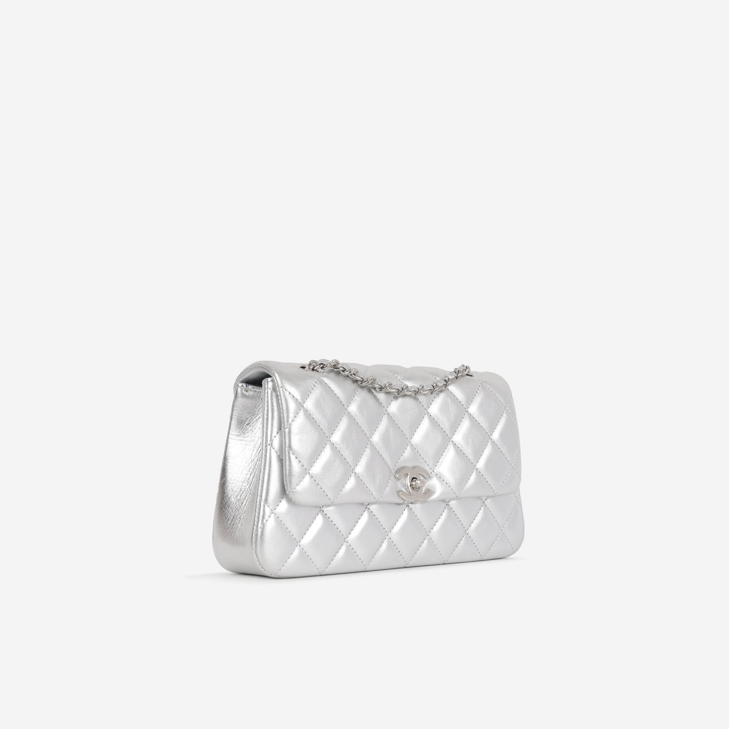 Chanel 25S Classic Flap Bag - Silver Lambskin | Silver Hardware