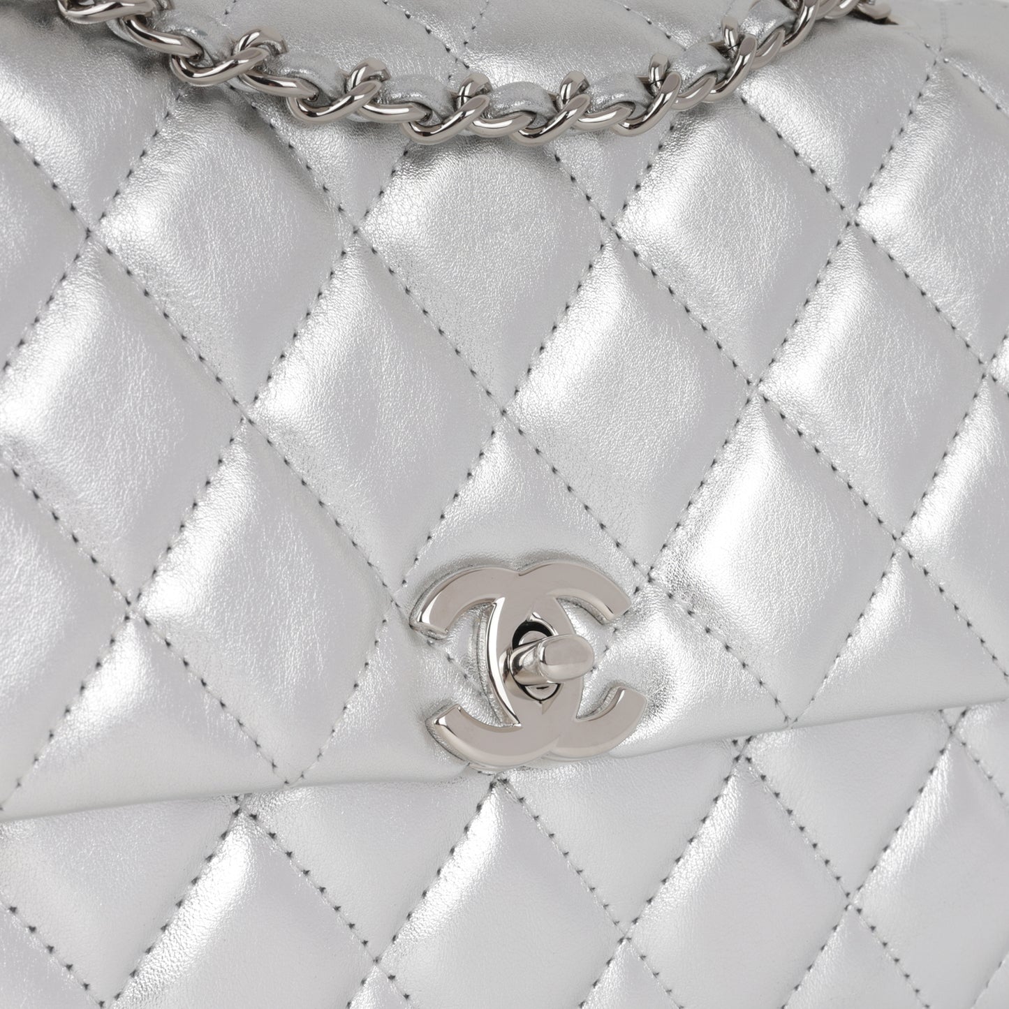 Chanel 25S Classic Flap Bag - Silver Lambskin | Silver Hardware