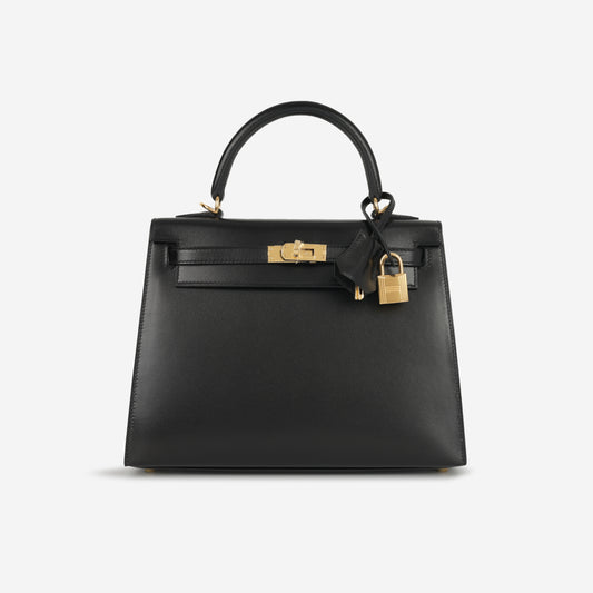 Hermès Kelly 25 - Black Box Calf | Gold Hardware