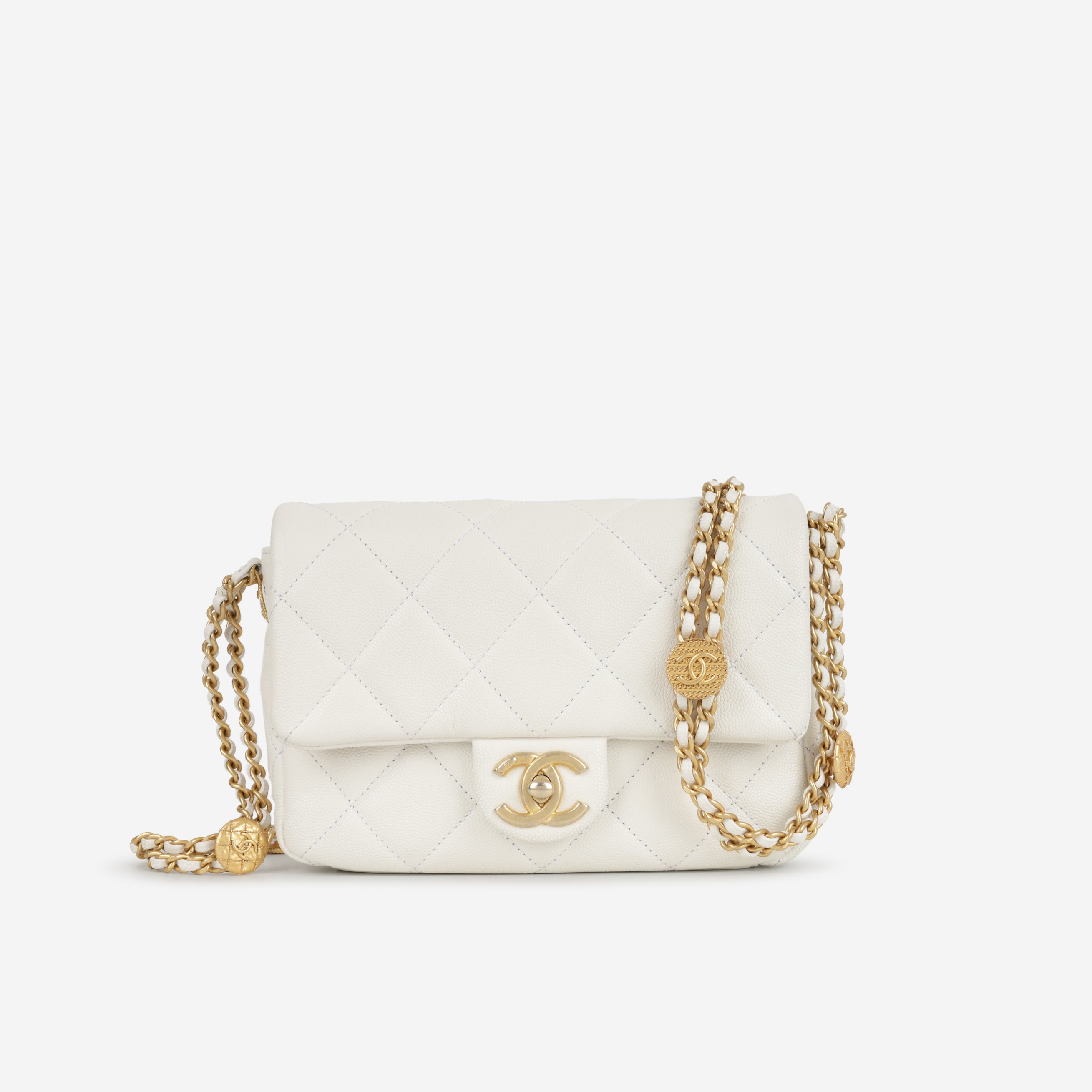 Chanel Coin Mini Flap - White Caviar in Gold Hardware | Available Now ...