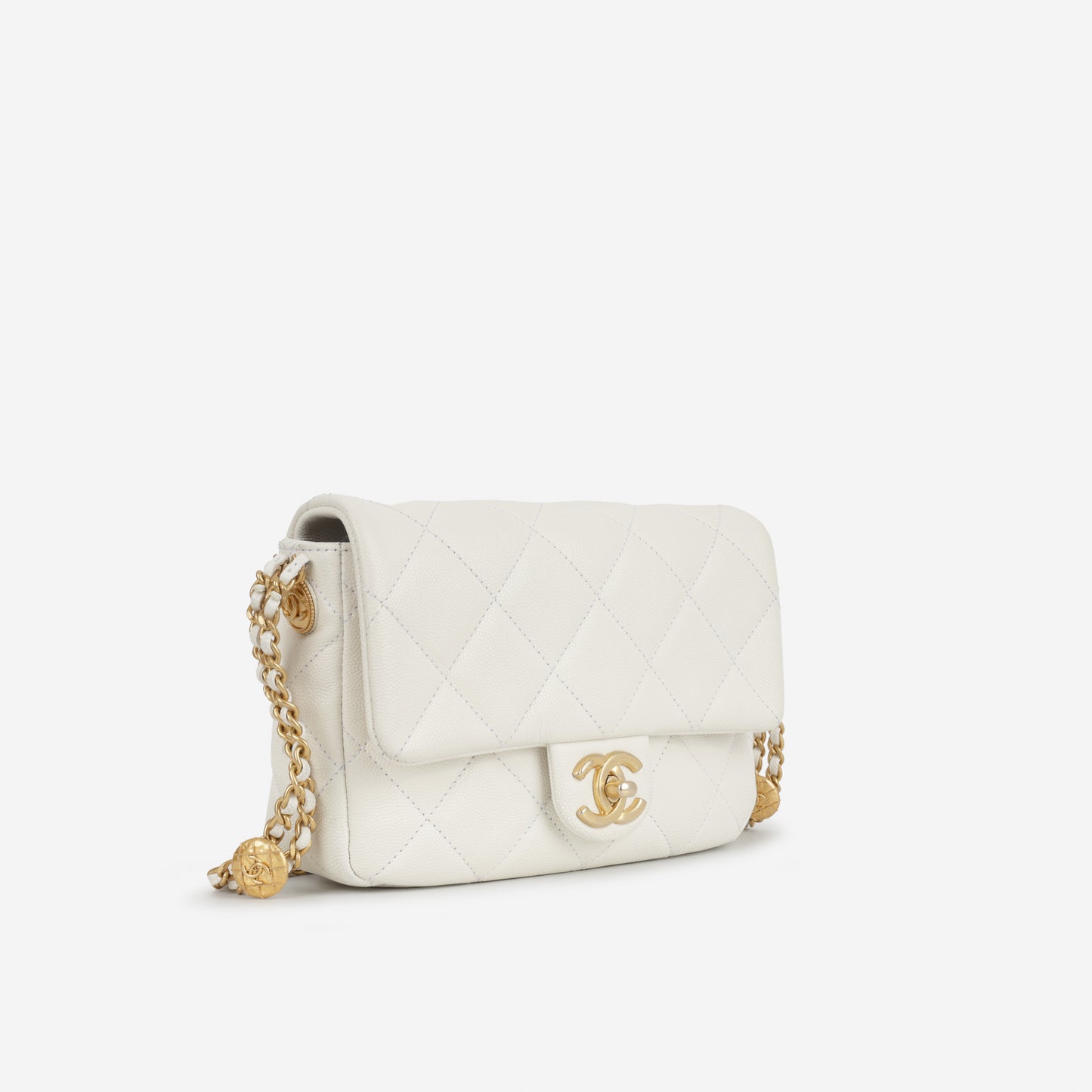 Chanel Coin Mini Flap - White Caviar | Gold Hardware