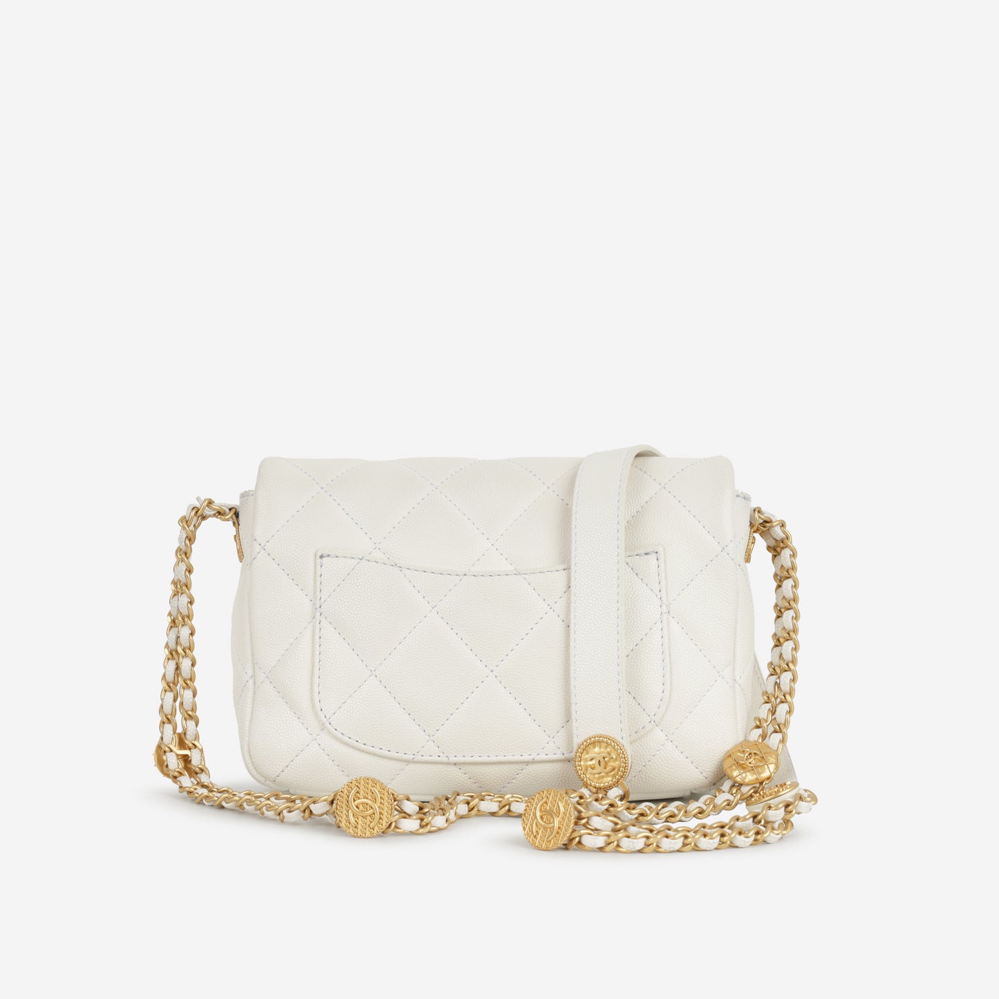 Chanel Coin Mini Flap - White Caviar | Gold Hardware