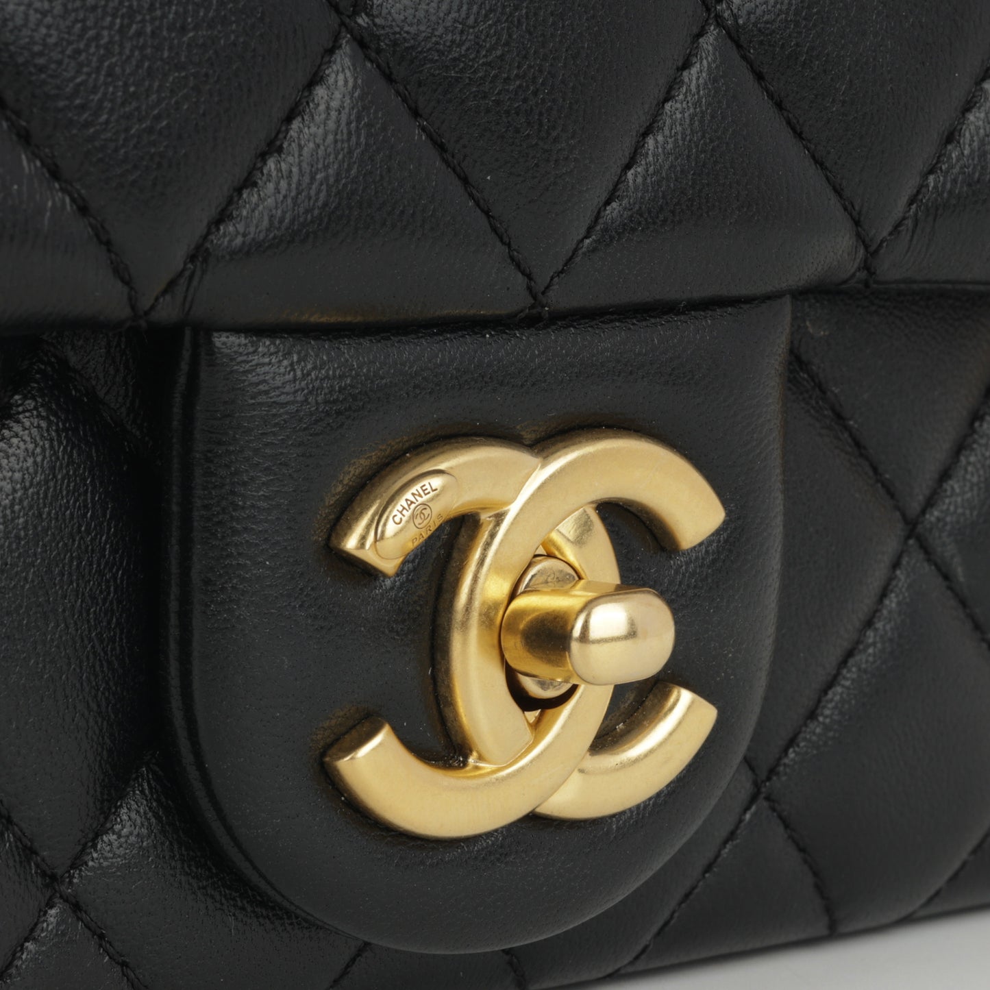 Chanel Mini Flap Rectangular - Black Shiny Lambskin | Gold Hardware