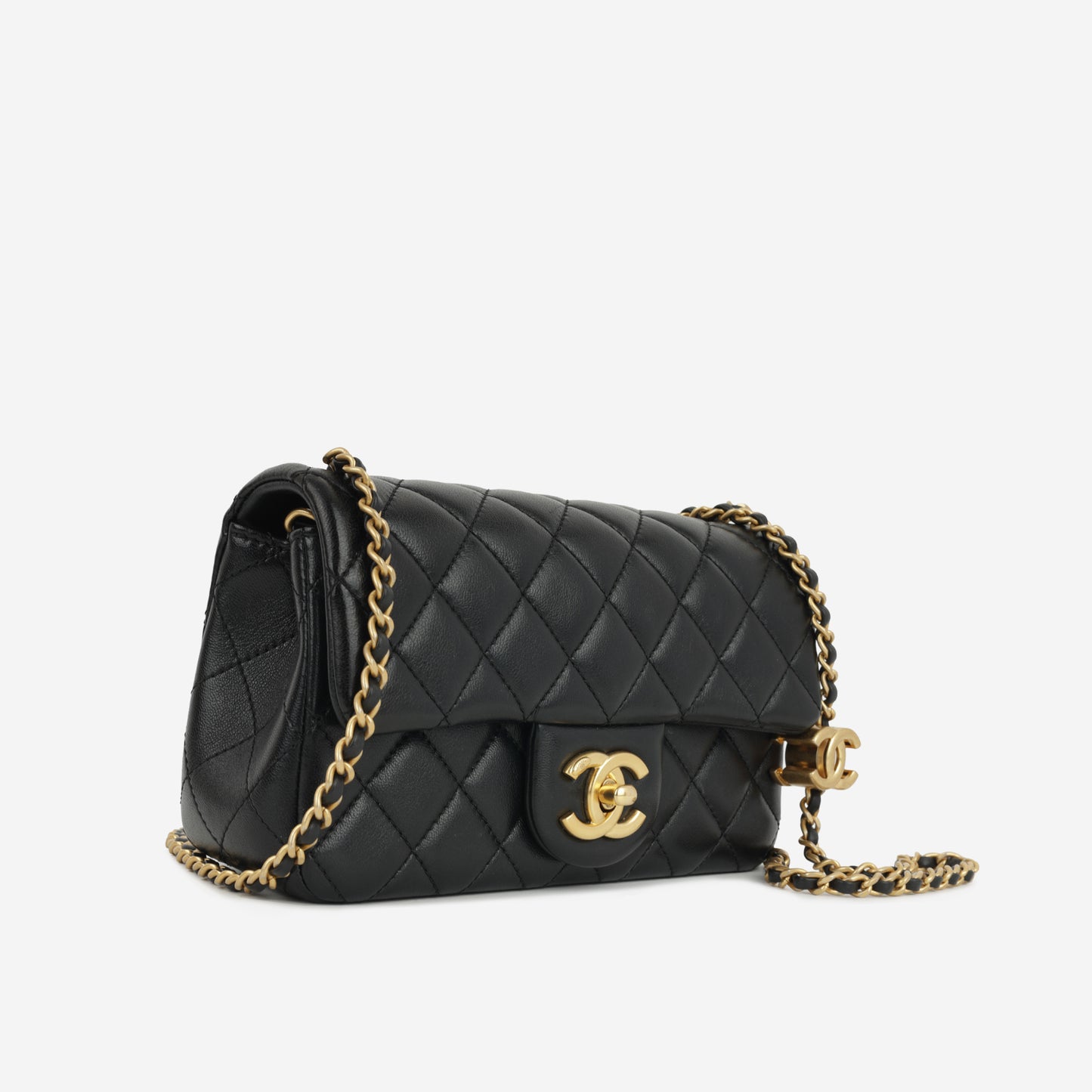 Chanel Mini Flap Rectangular - Black Shiny Lambskin | Gold Hardware