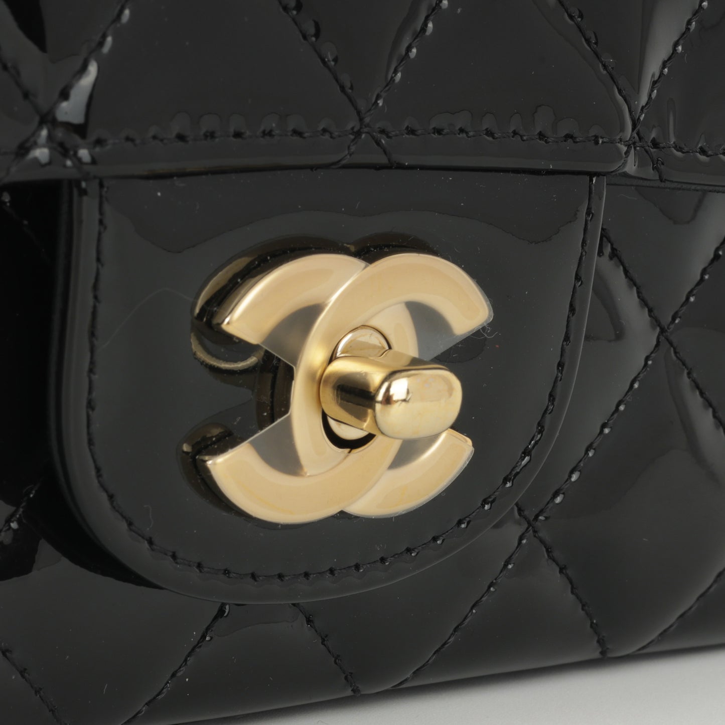 Chanel Mini Flap Rectangular - Black Patent | Gold Hardware