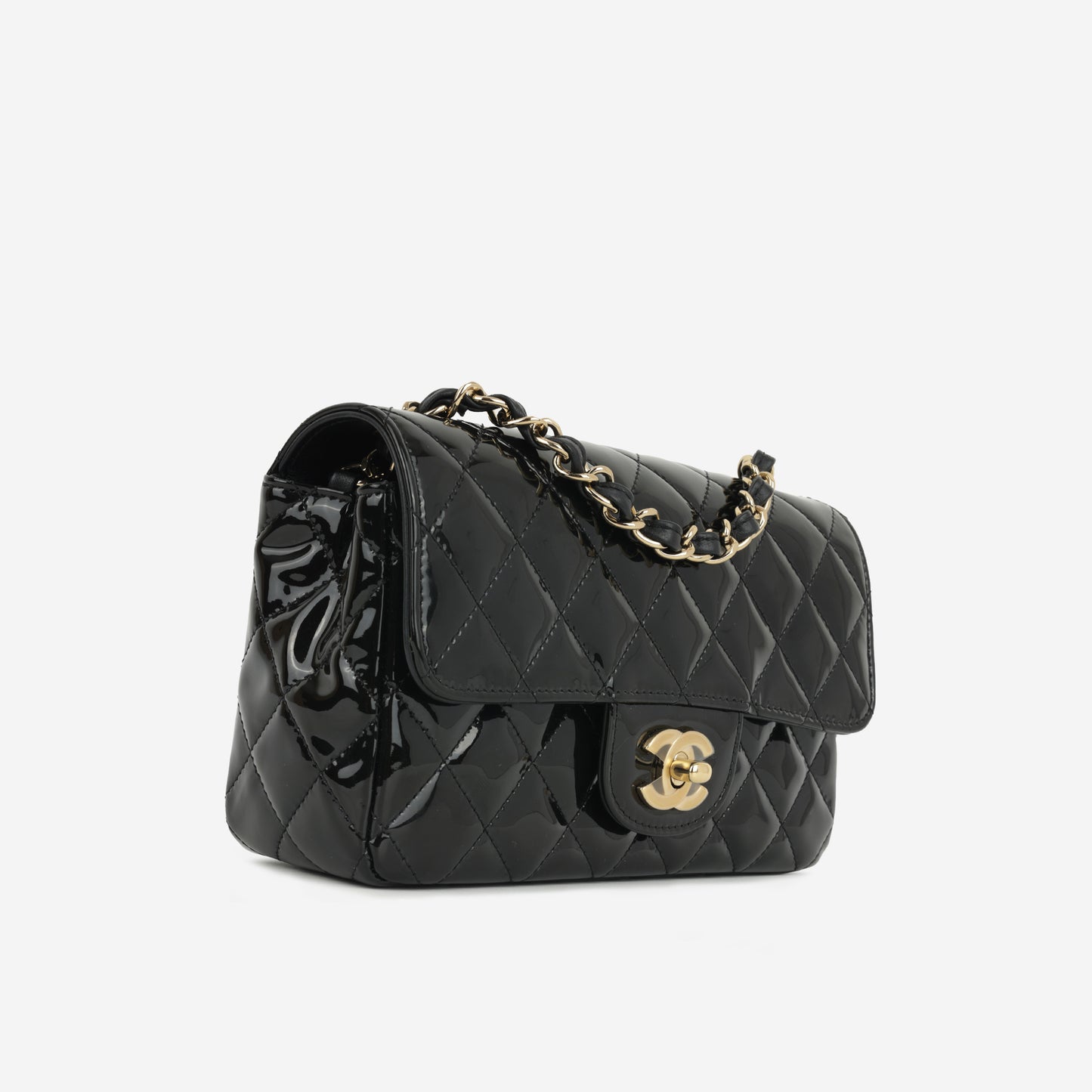 Chanel Mini Flap Rectangular - Black Patent | Gold Hardware