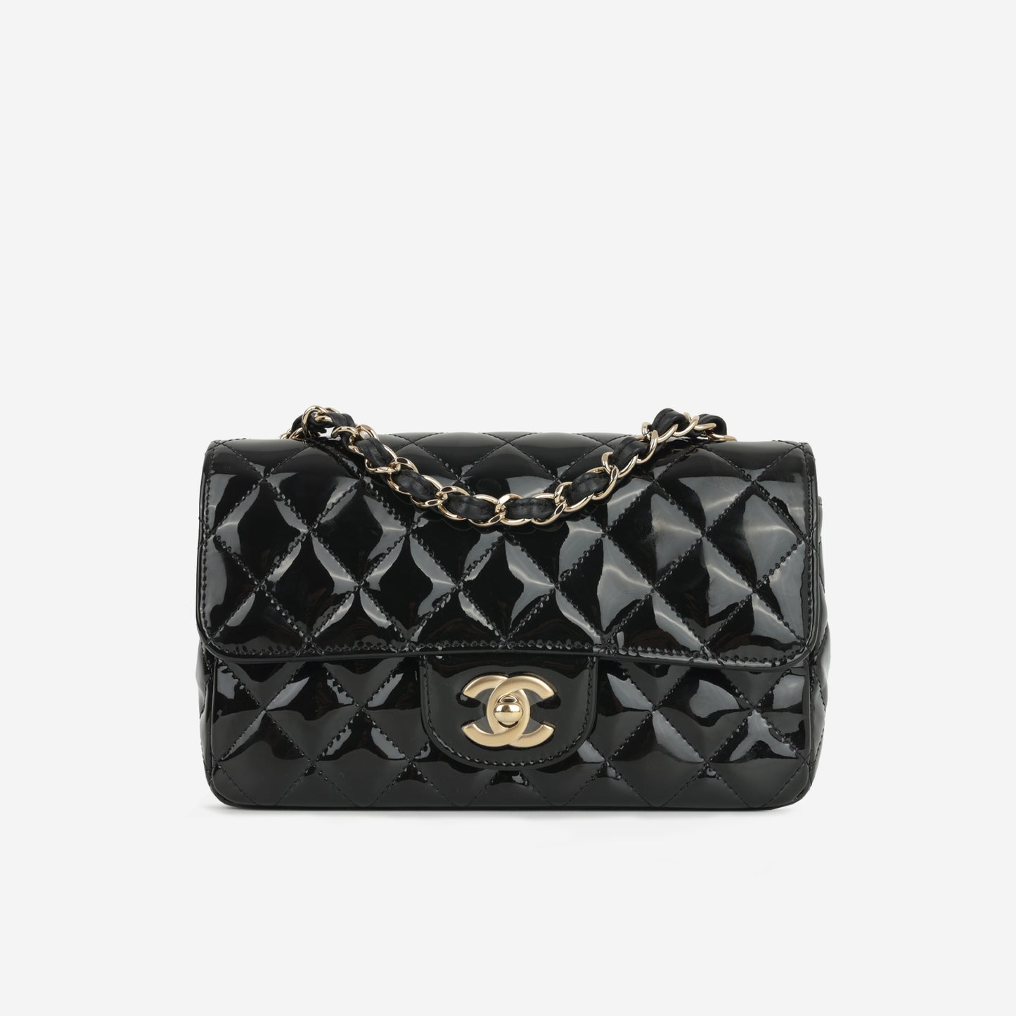 Chanel Mini Flap Rectangular - Black Patent | Gold Hardware