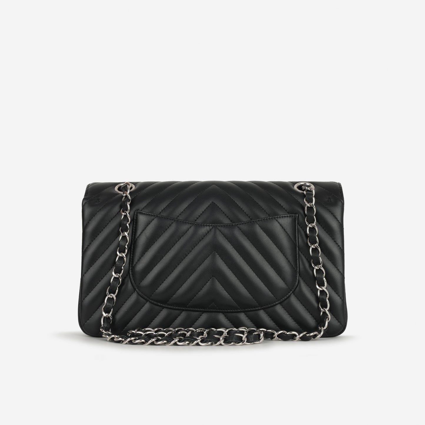 Chanel Medium Classic Flap - Black Chevron Lambskin | Silver Hardware