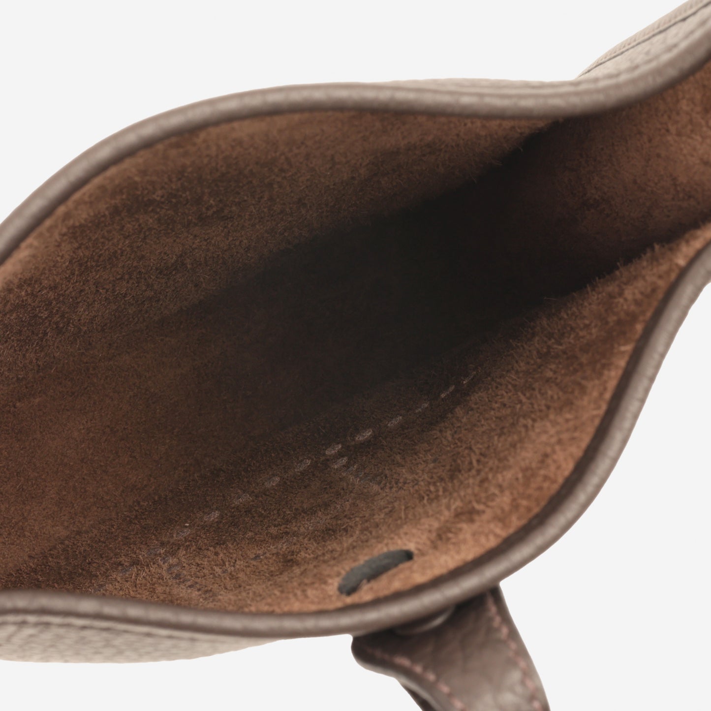 Hermès Evelyne TPM - Ebene Clemence / Gris Pale / Etoupe Strap | Gold Hardware