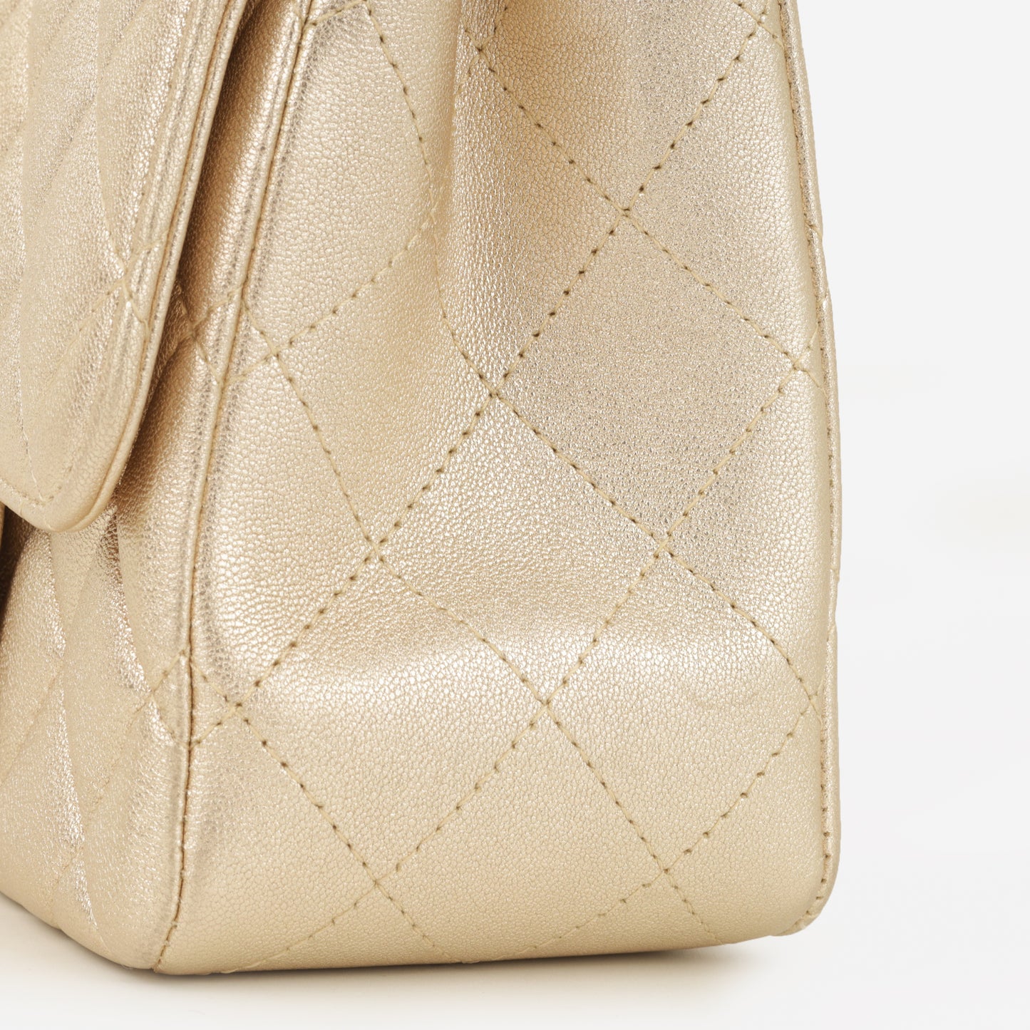 Chanel Mini Square - Gold Metallic Lambskin | Champagne Gold Hardware