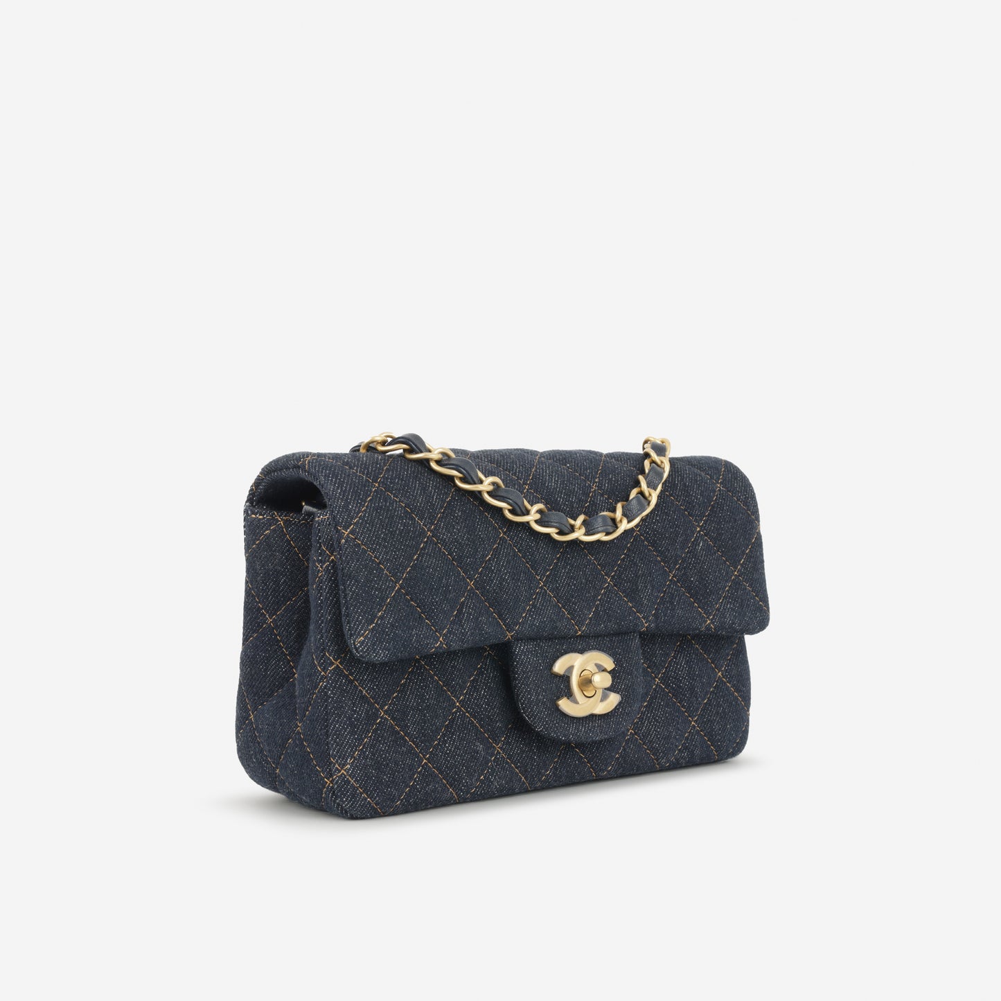 Chanel Mini Flap Rectangular - Indigo Denim | Gold Hardware