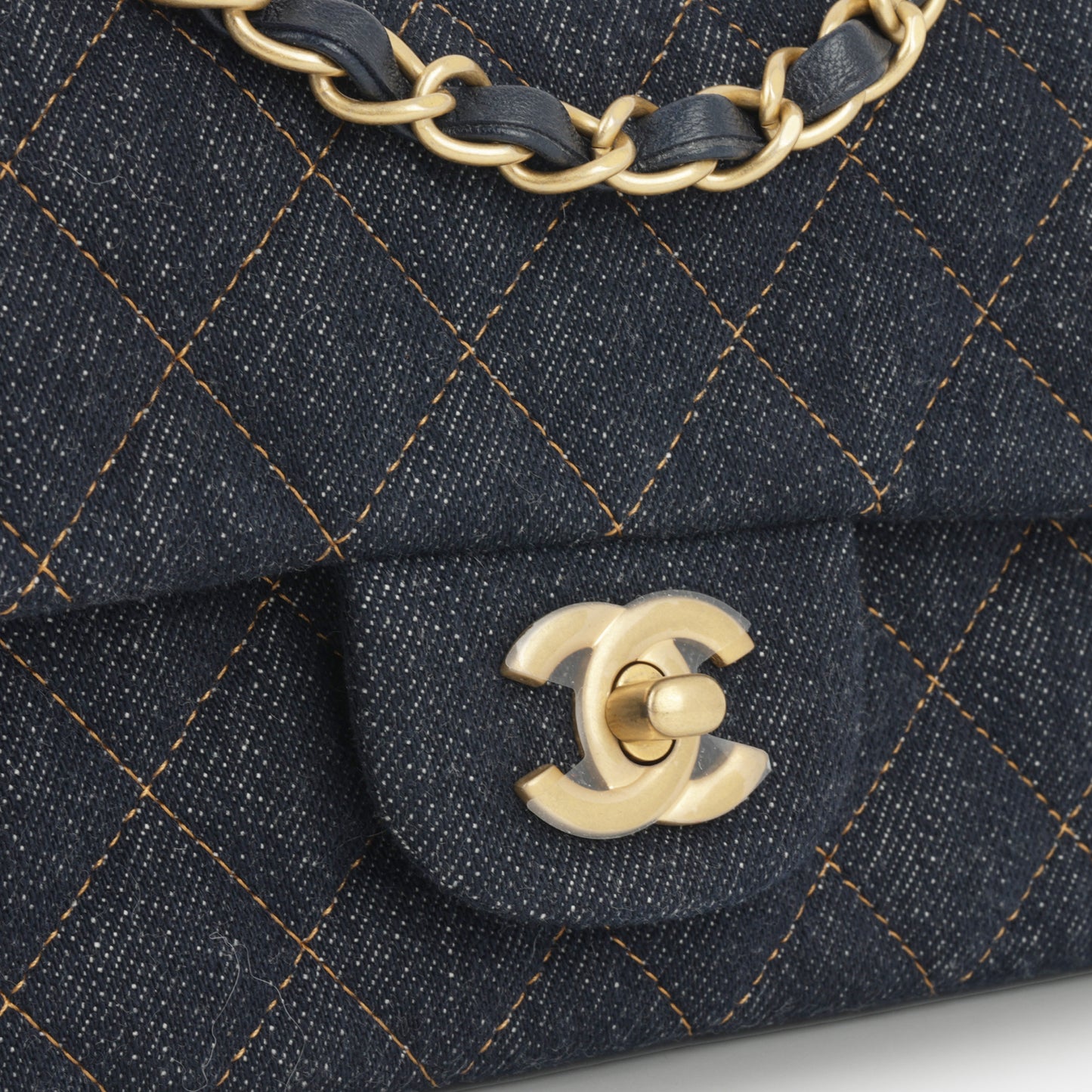 Chanel Mini Flap Rectangular - Indigo Denim | Gold Hardware