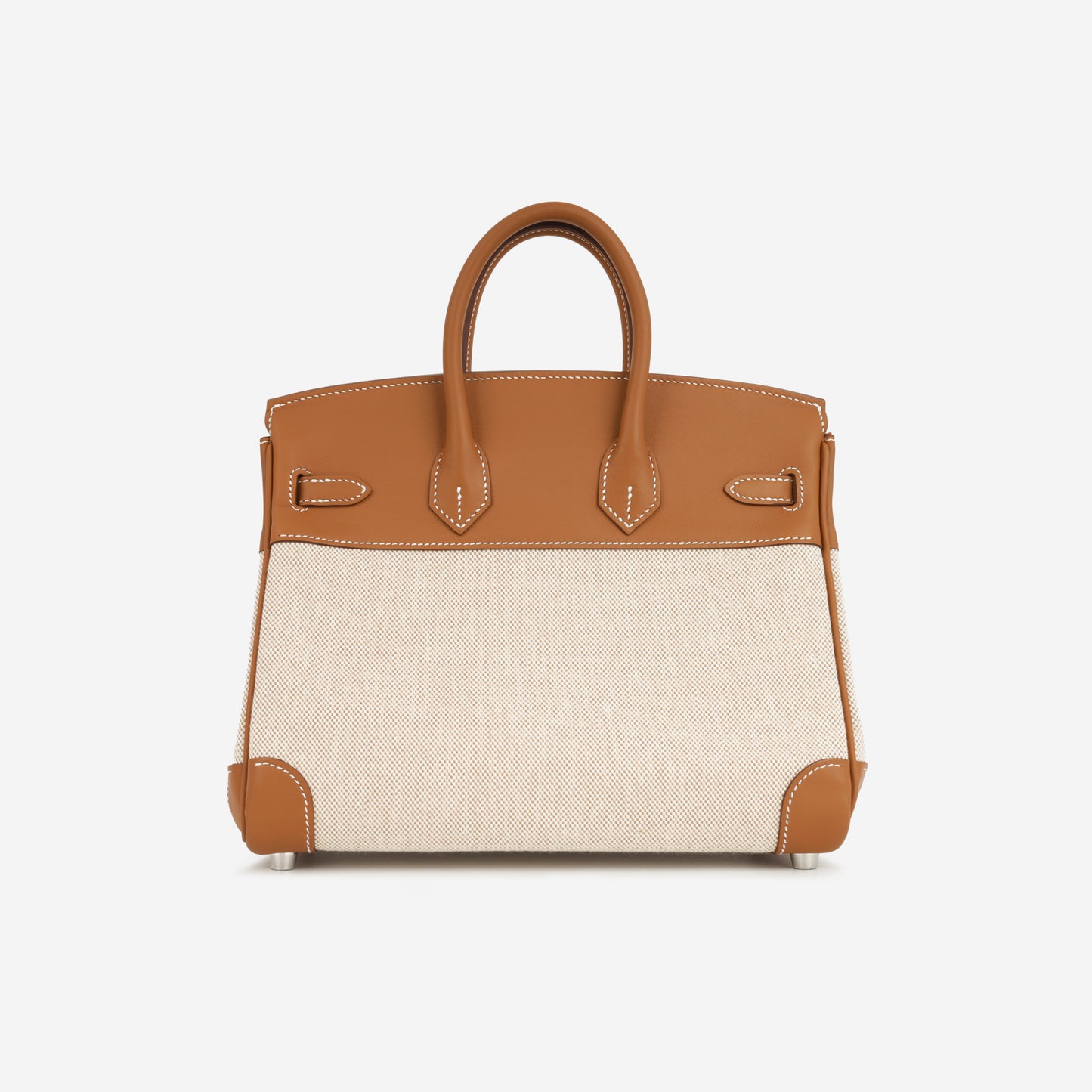 Hermès Birkin 25 Toile - Gold Swift/Ecru Canvas | Palladium Hardware - Bagista