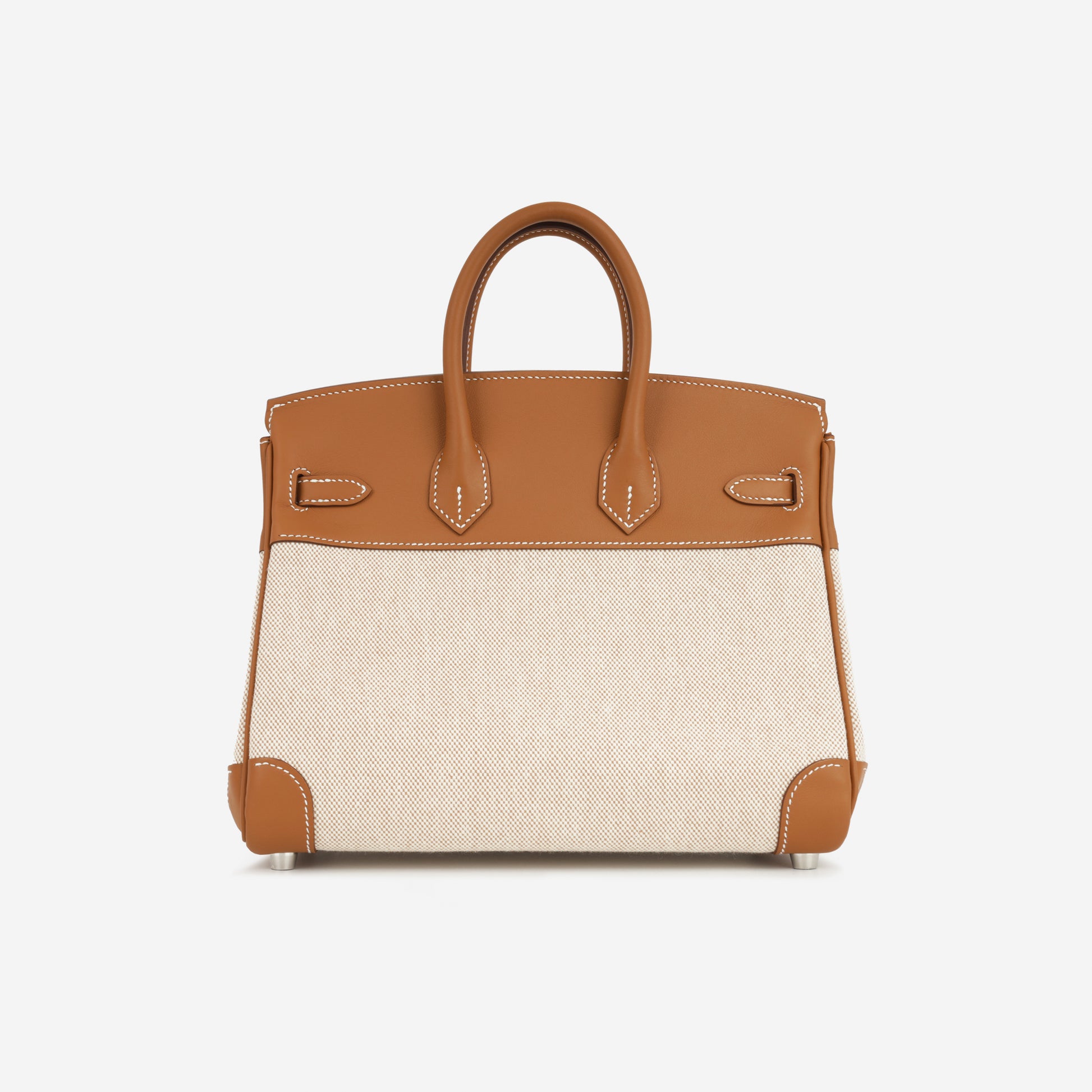 Hermès Birkin 25 Toile - Gold Swift/Ecru Canvas | Palladium Hardware - Bagista