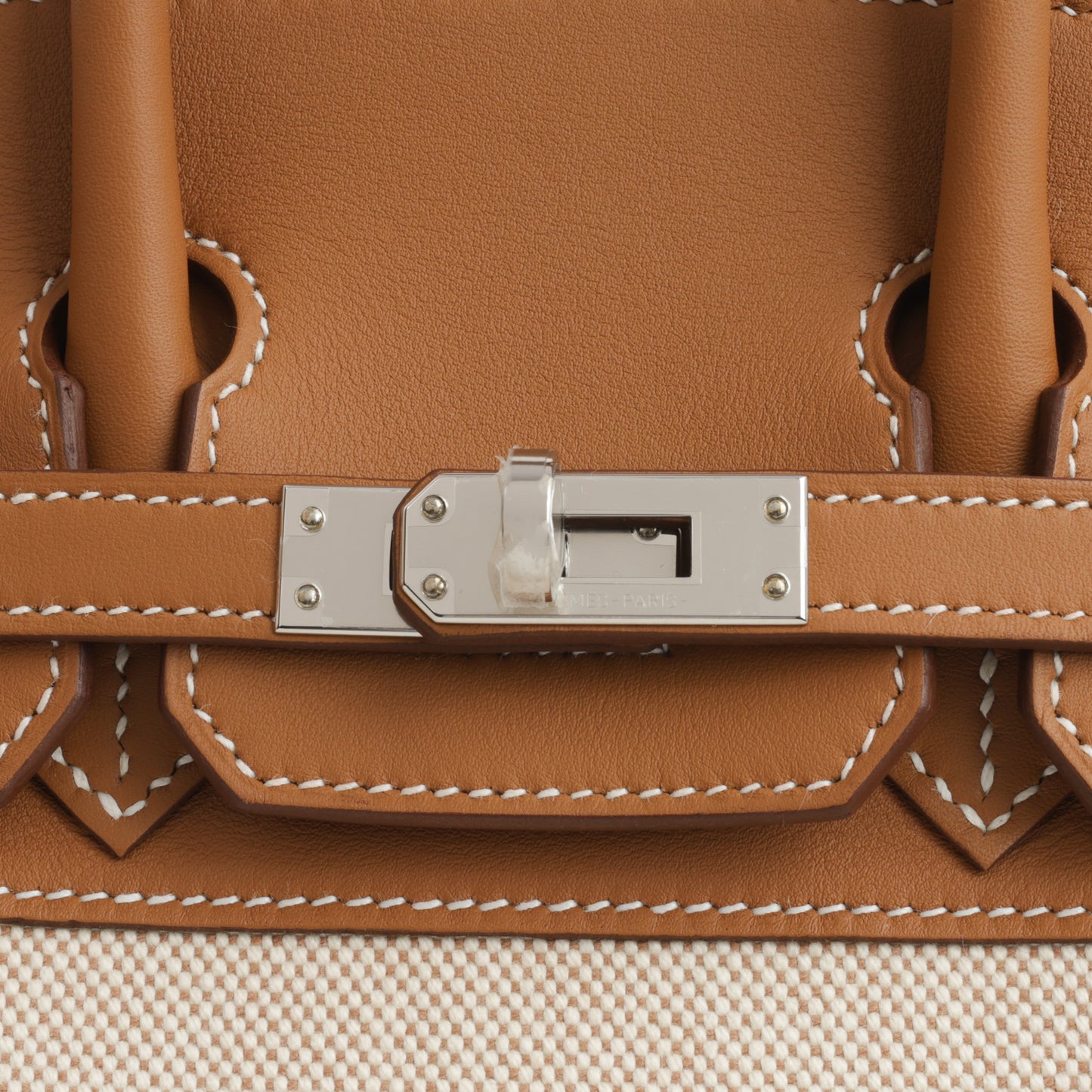 Hermès Birkin 25 Toile - Gold Swift/Ecru Canvas | Palladium Hardware - Bagista