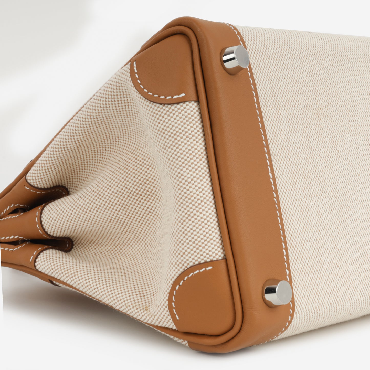 Hermès Birkin 25 Toile - Gold Swift/Ecru Canvas | Palladium Hardware - Bagista