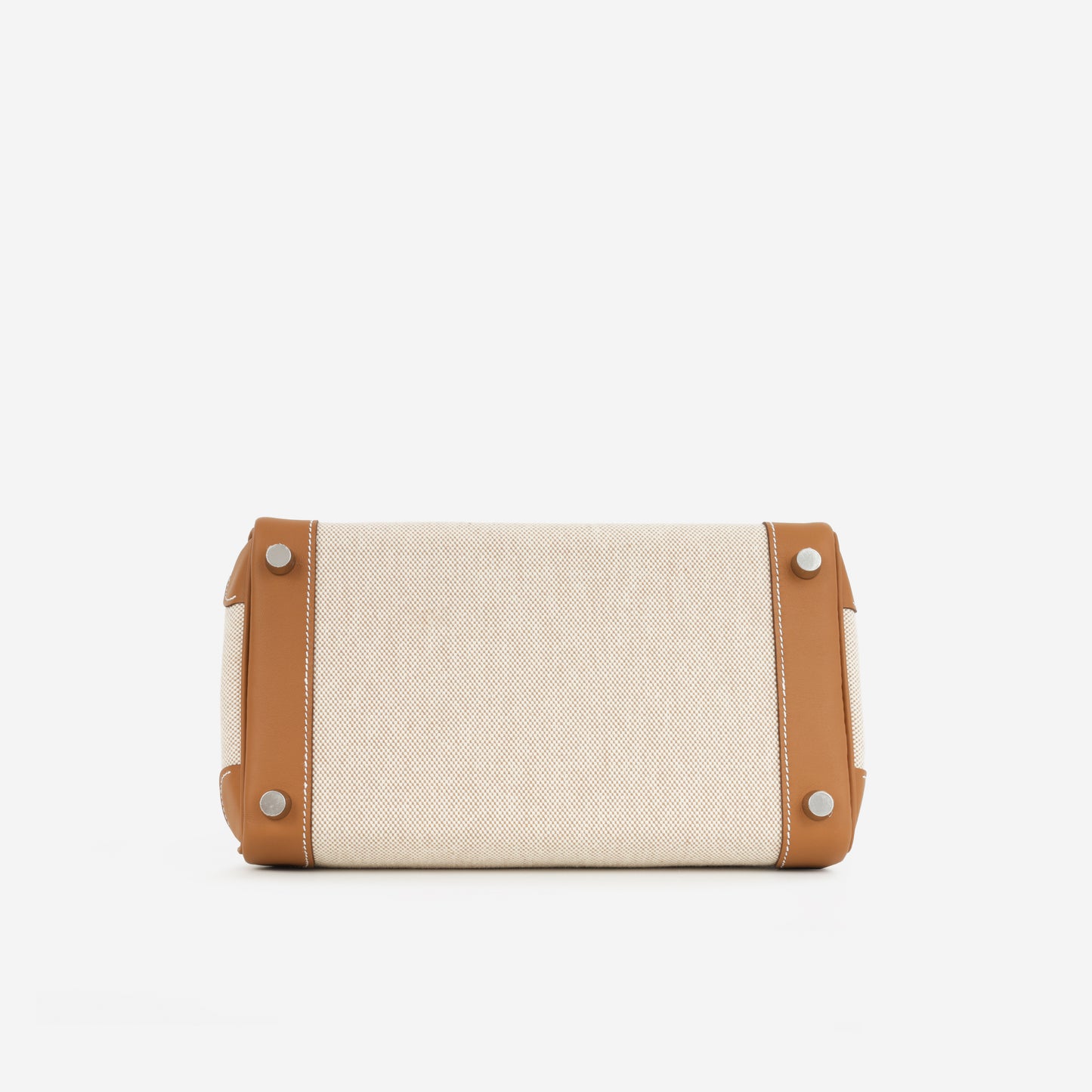 Hermès Birkin 25 Toile - Gold Swift/Ecru Canvas | Palladium Hardware - Bagista